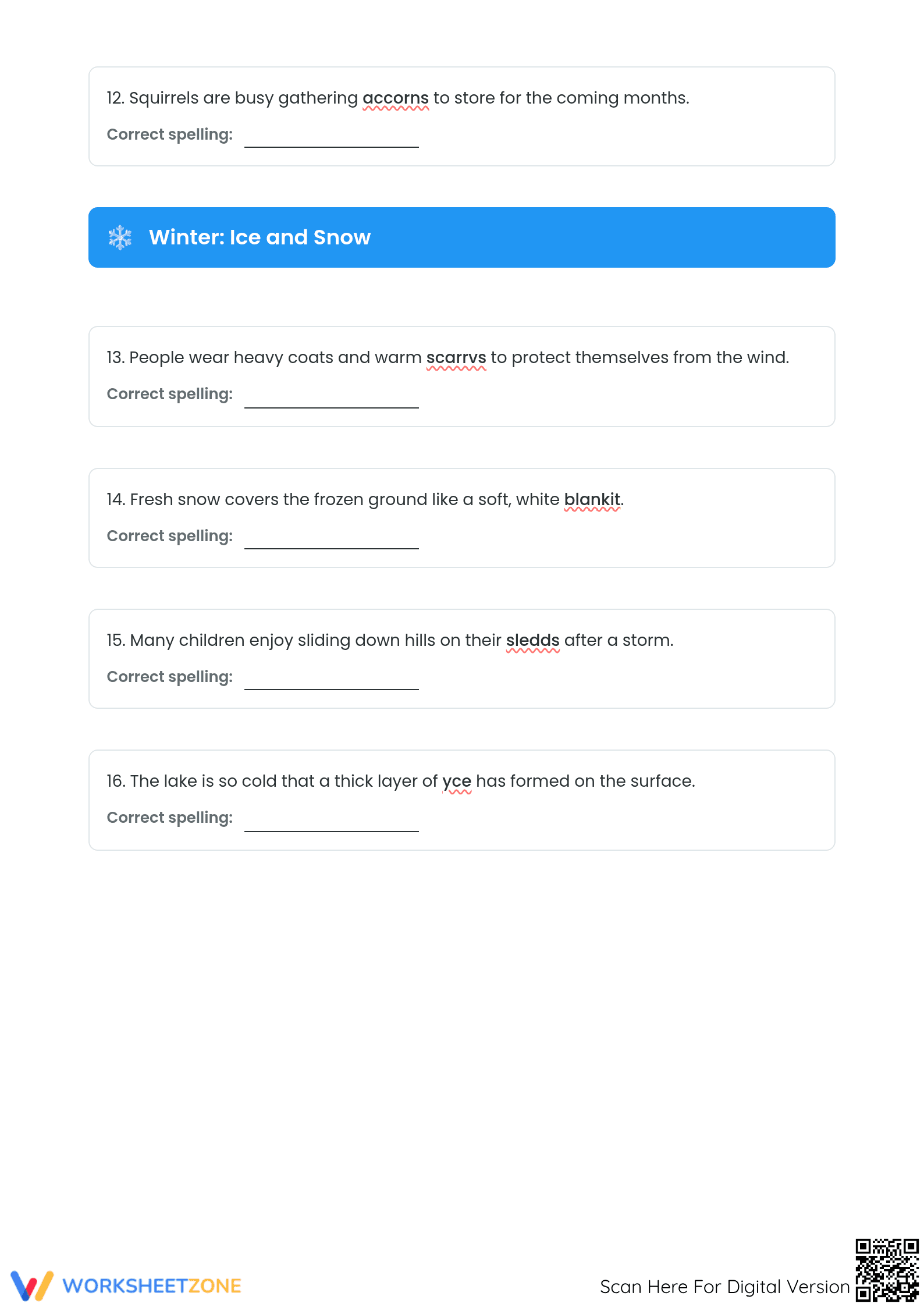 Correct Spelling Errors Worksheet | Grade 6 Essential - Page 3