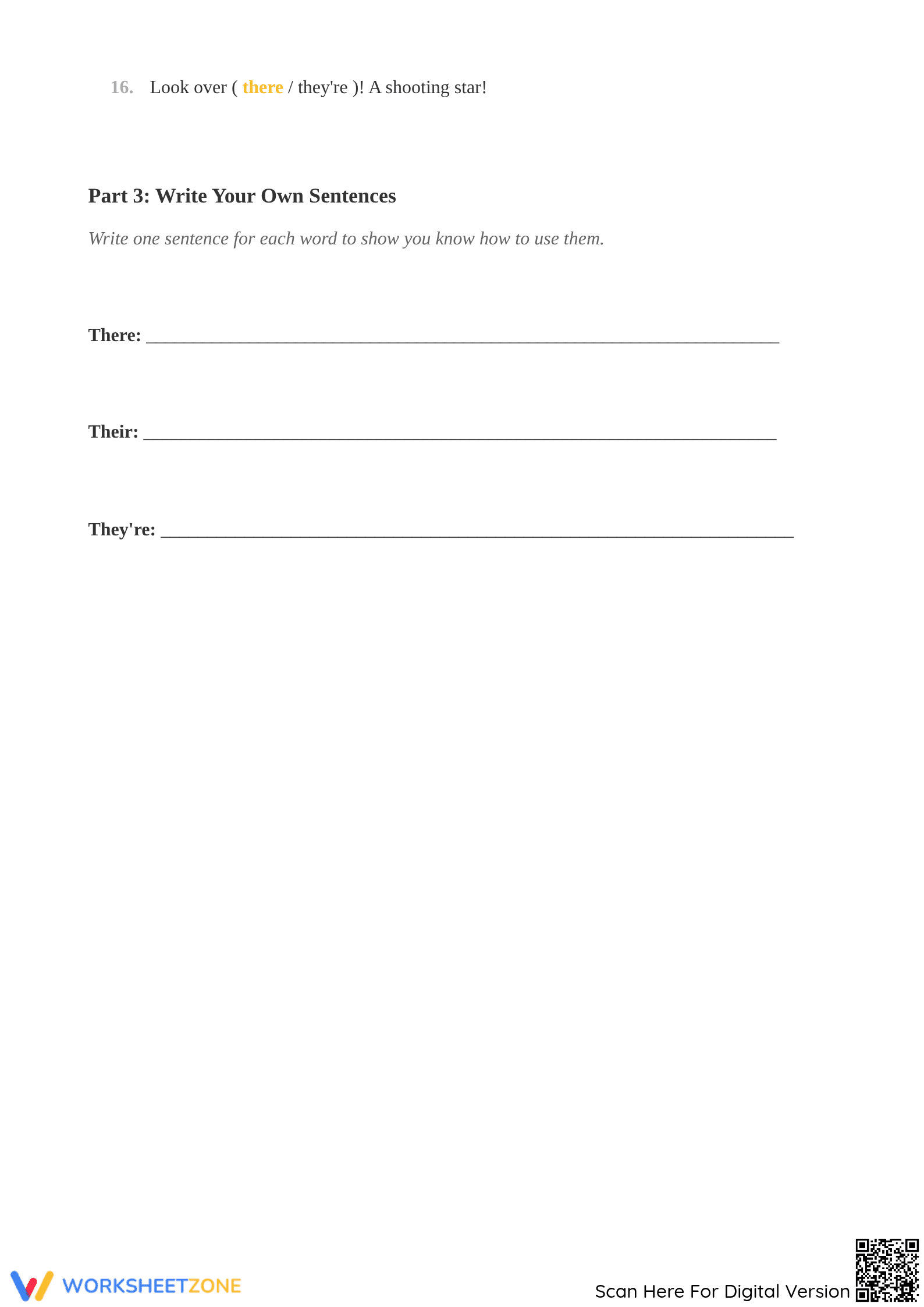Essential There, Their, They're? Grade 3 Grammar Worksheet - Page 3