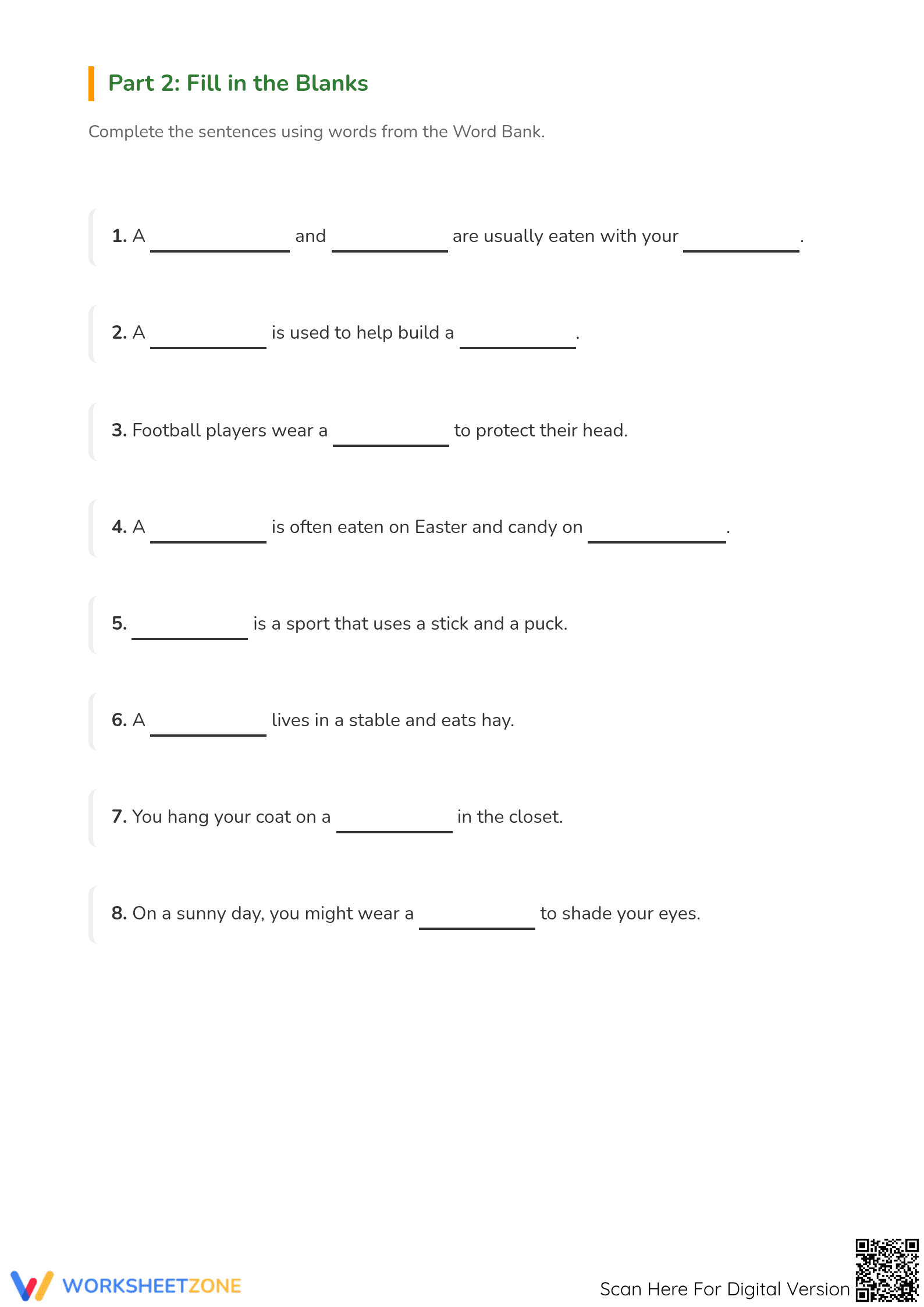 Letter H Vocabulary Worksheet | Grade 2 Printable - Page 2