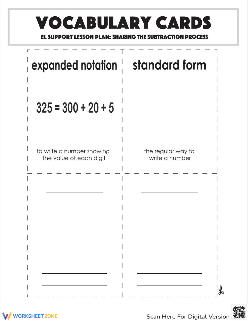 Vocabulary Cards: Sharing the Subtraction Process - Page 2