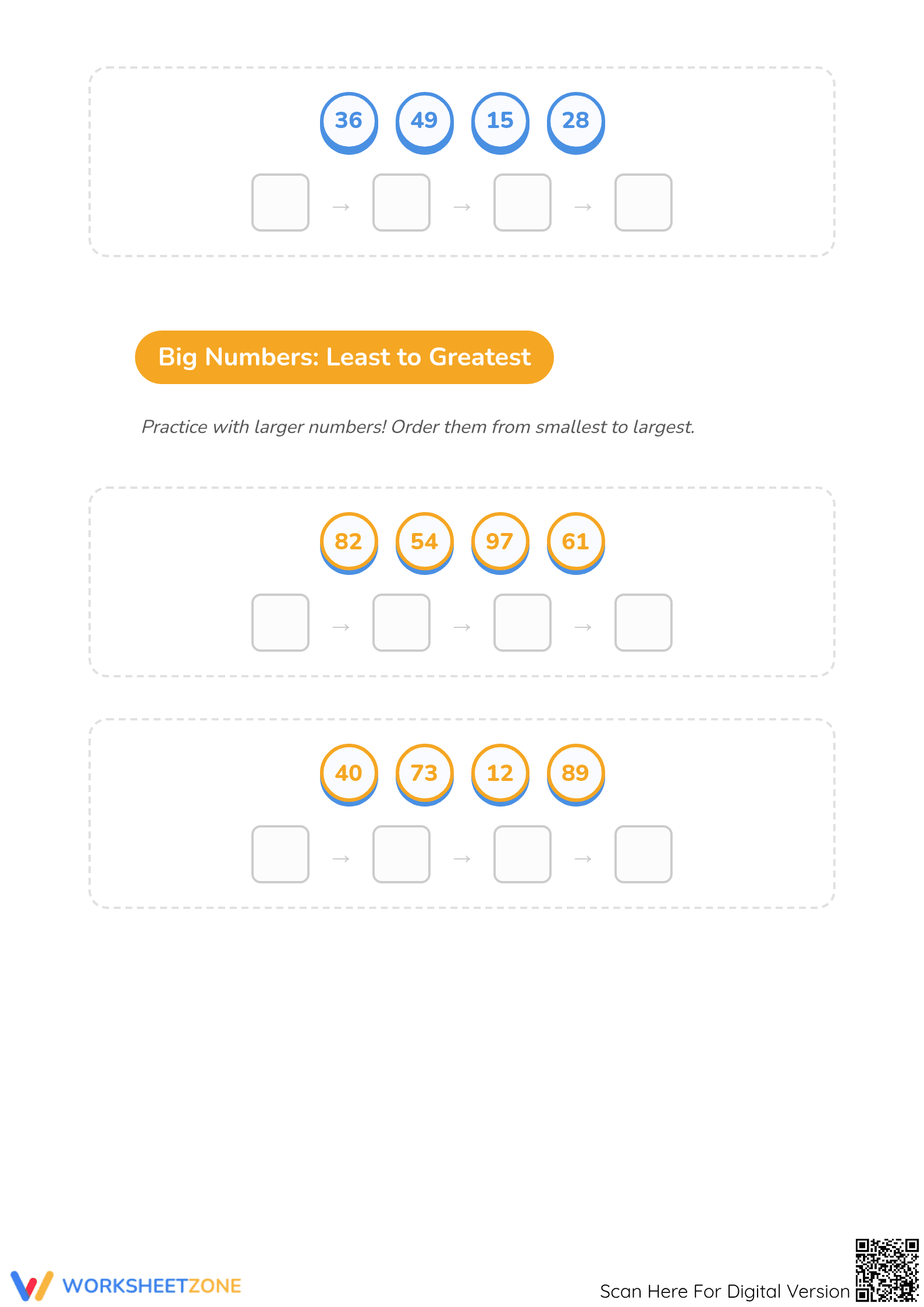 Grade 1 Number Order — Printable No-Prep Worksheet - Page 2