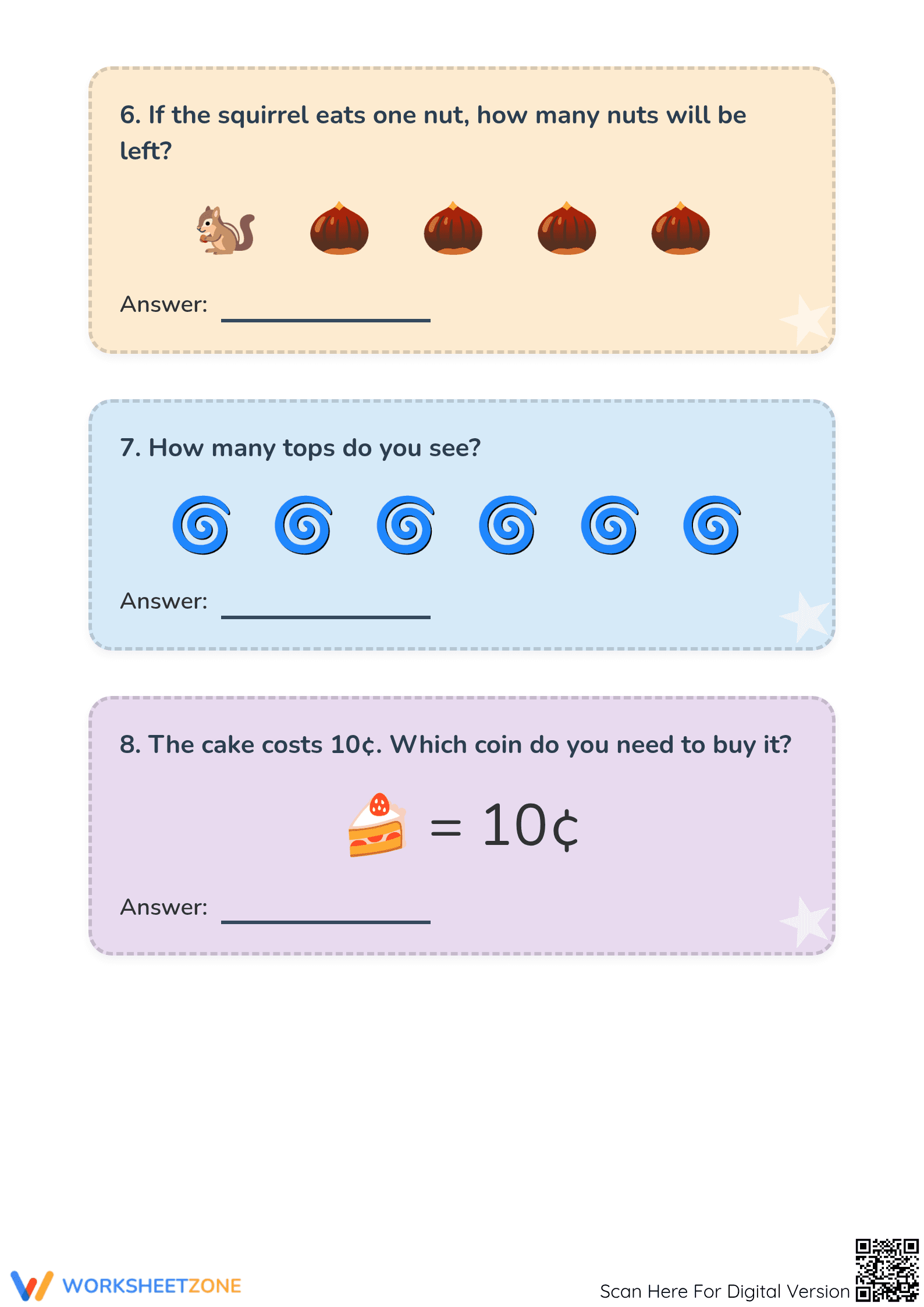 Kindergarten Quiz Cards — Printable No-Prep Worksheet - Page 3