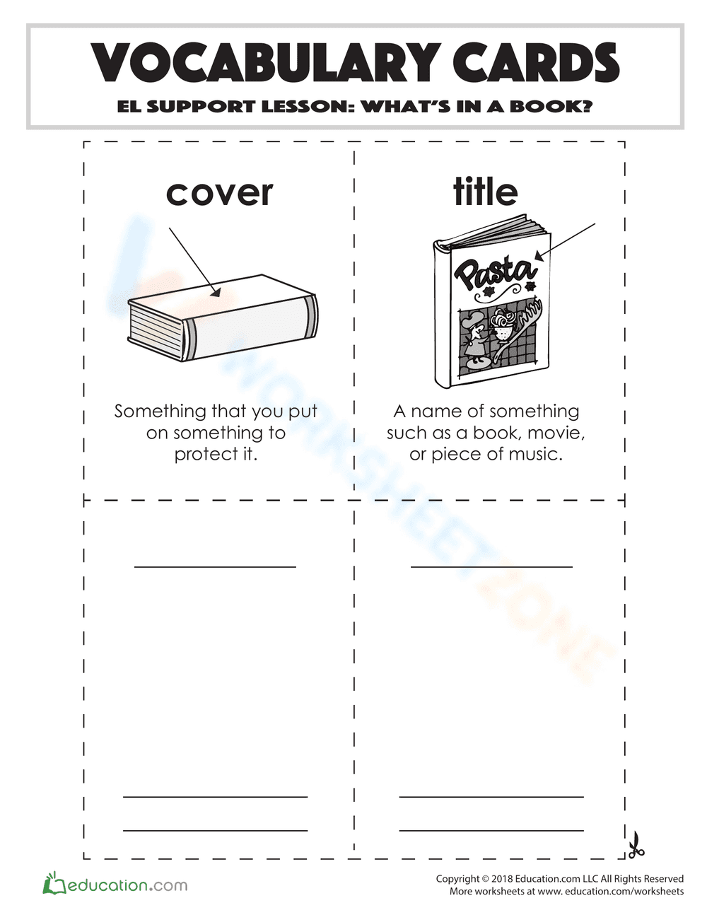 Vocabulary Cards: What's in a Book? - Page 2