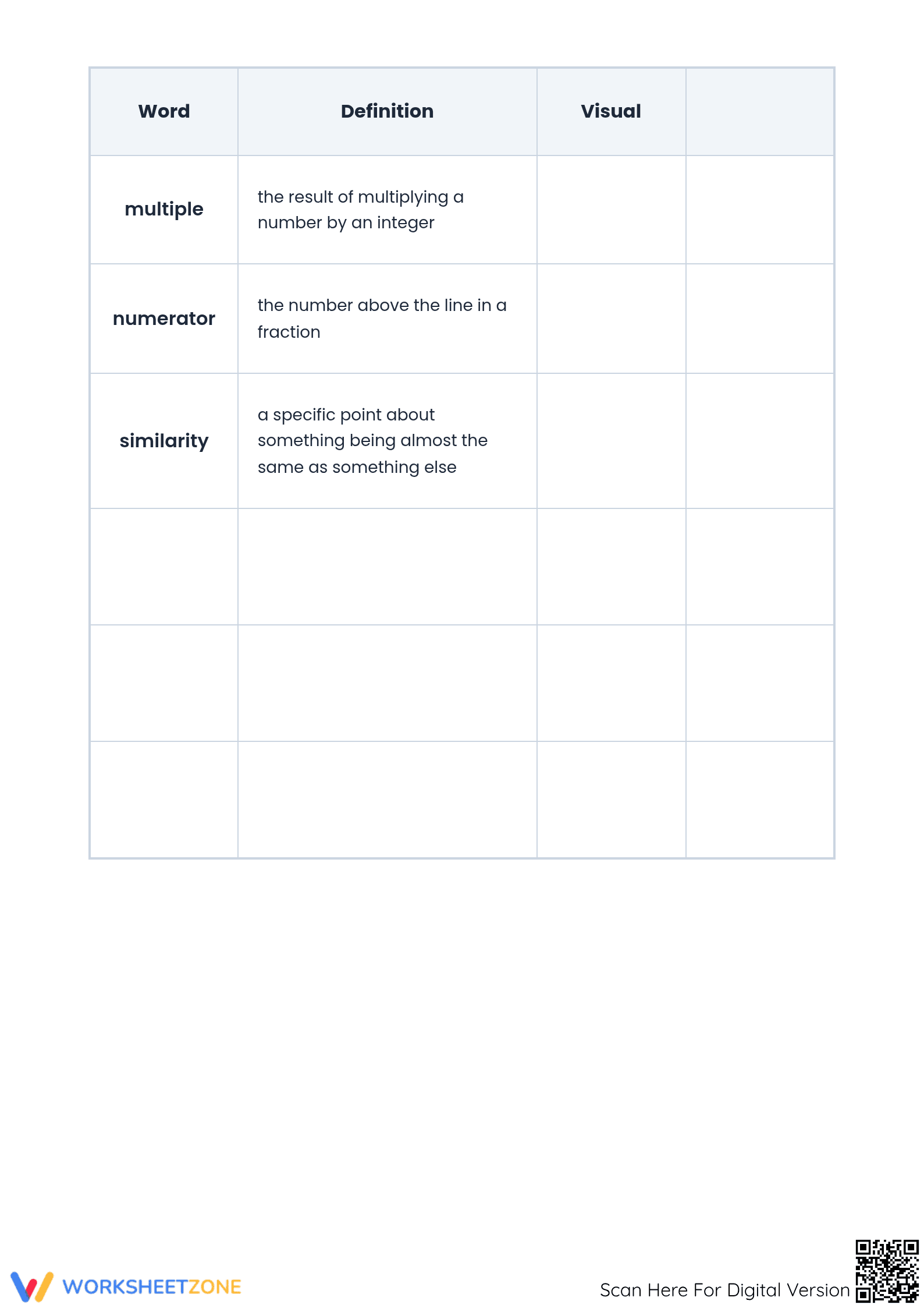 Essential Fraction Vocabulary Glossary | Grade 5 Printable - Page 2