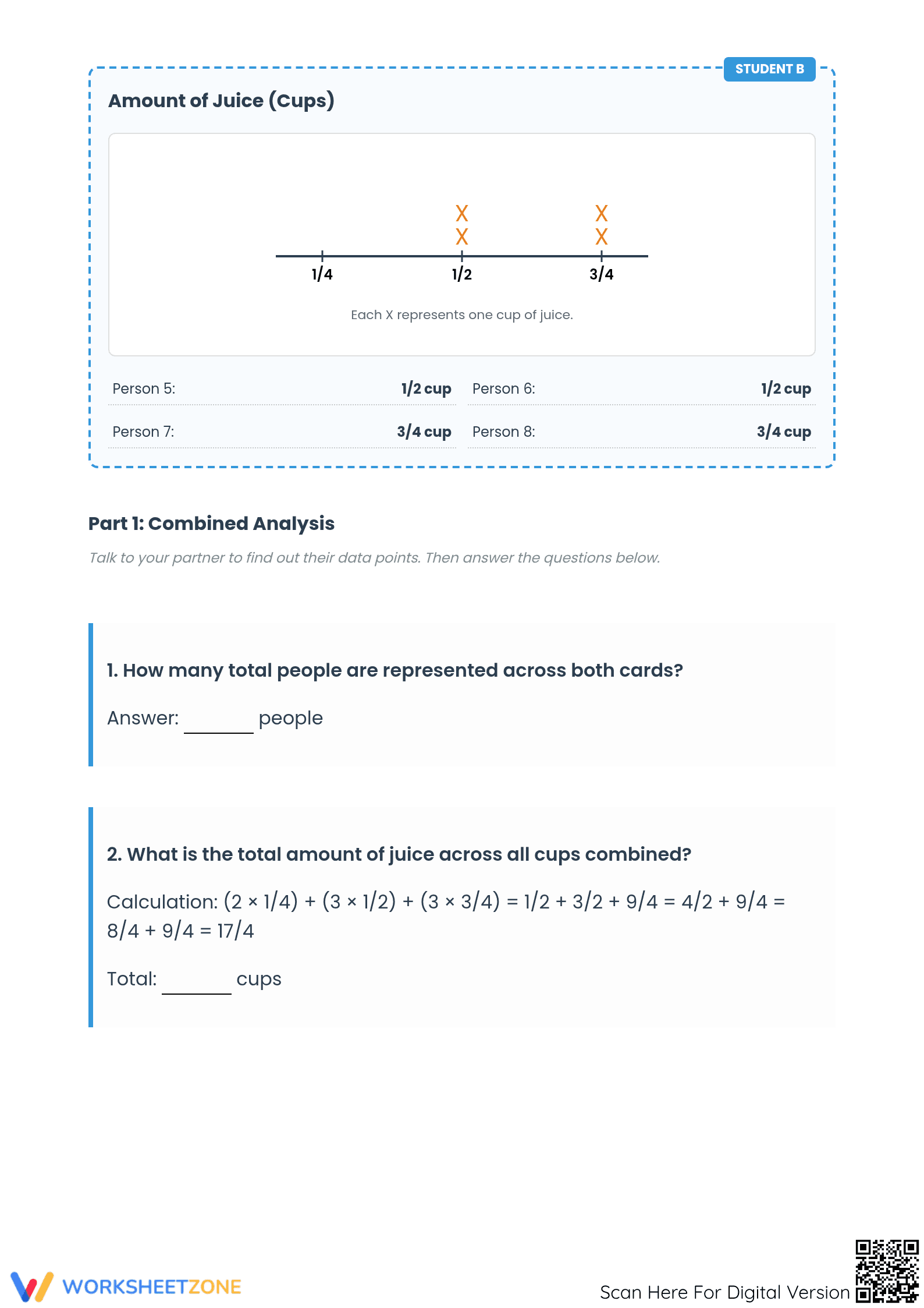 Essential Line Plots Worksheet: Grade 5 Fractions & Data - Page 2