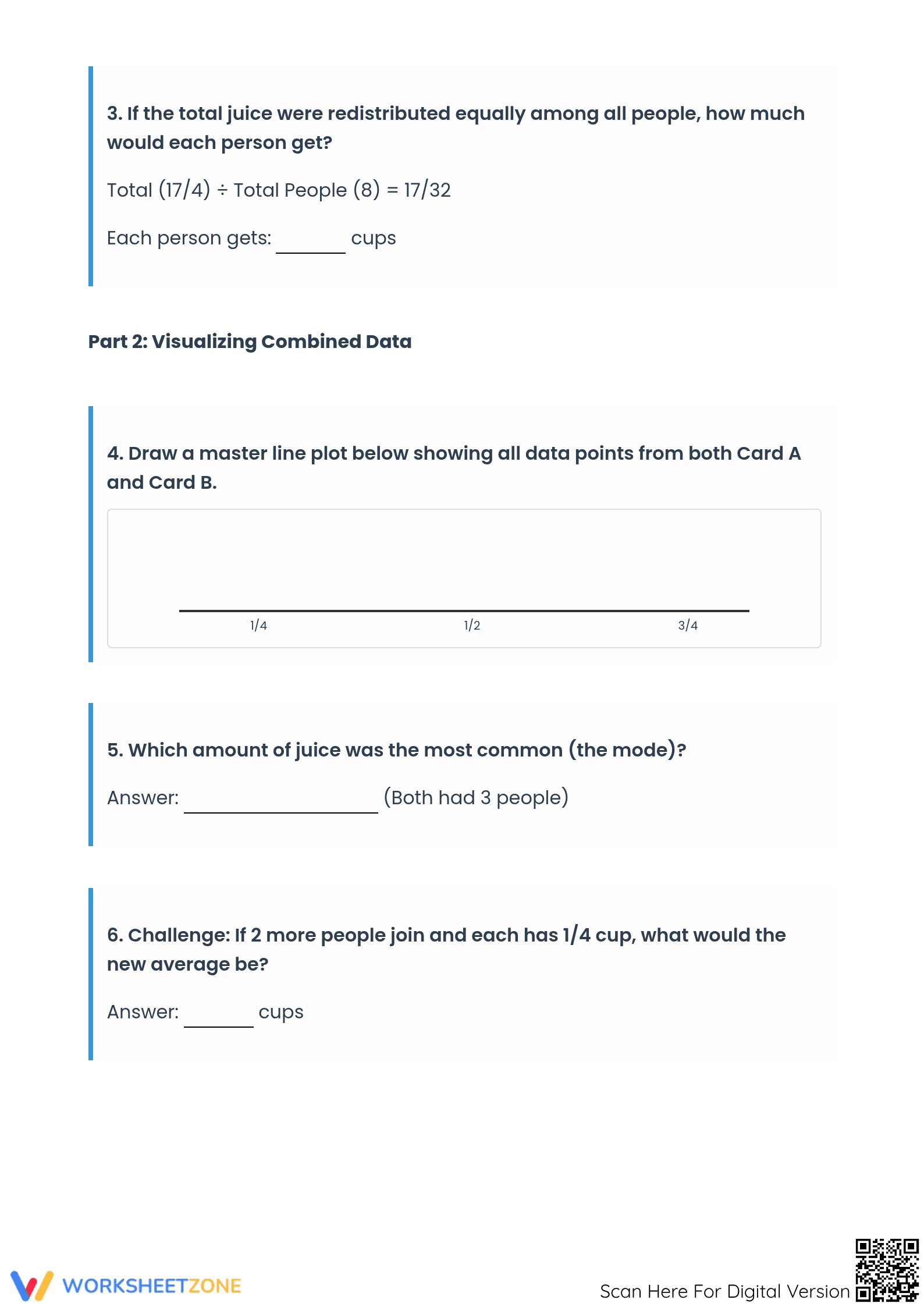 Essential Line Plots Worksheet: Grade 5 Fractions & Data - Page 3
