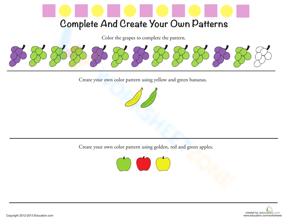 Creating Patterns Worksheet - Page 2