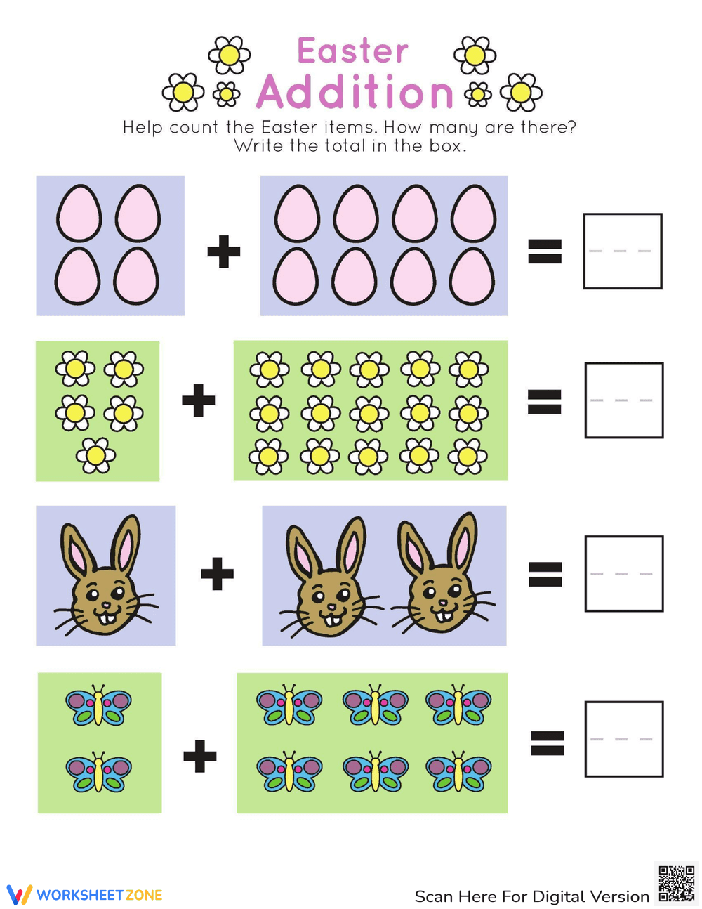 Easter Addition Practice Worksheet - Page 3