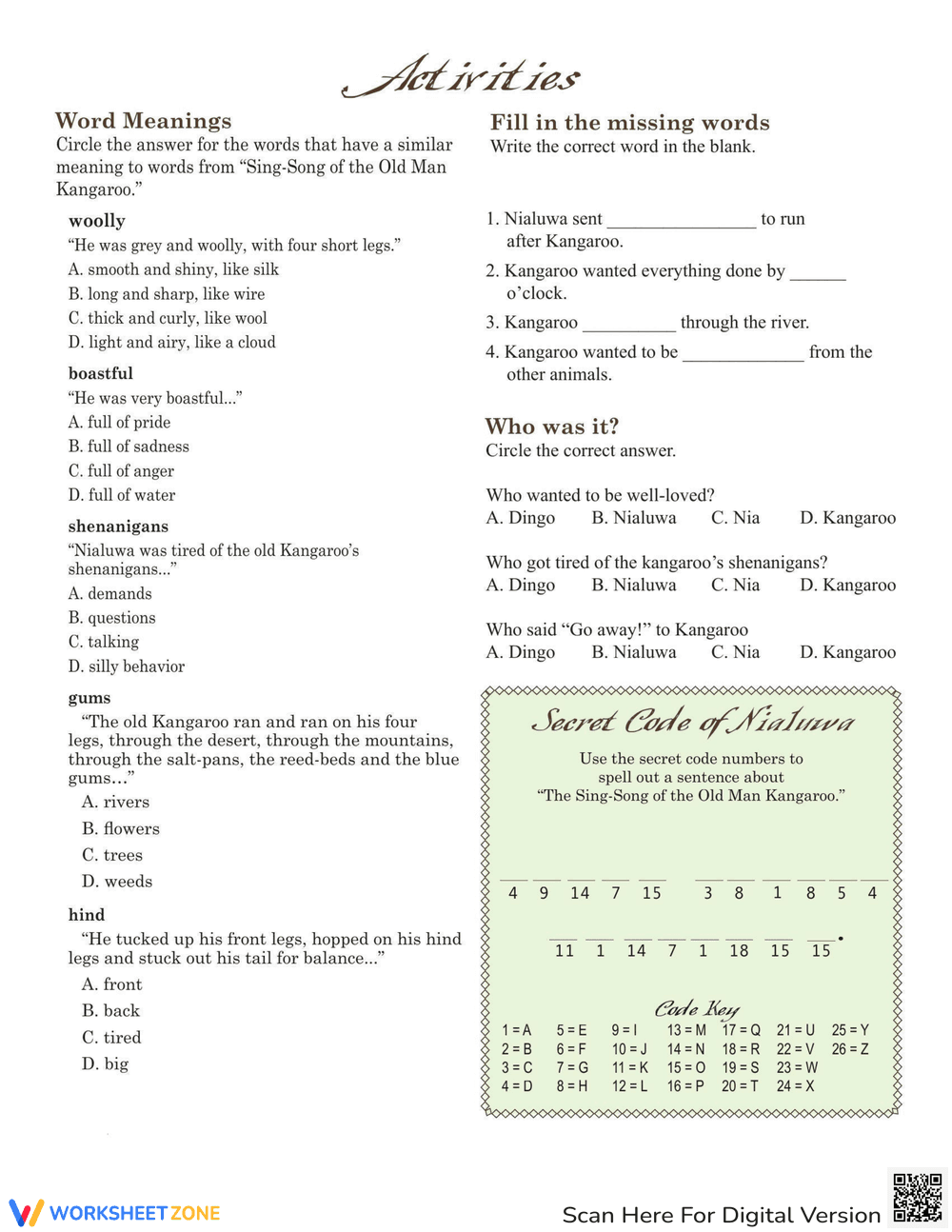 Analyzing 'The Sing-Song of Old Man Kangaroo' Poetry - Page 2