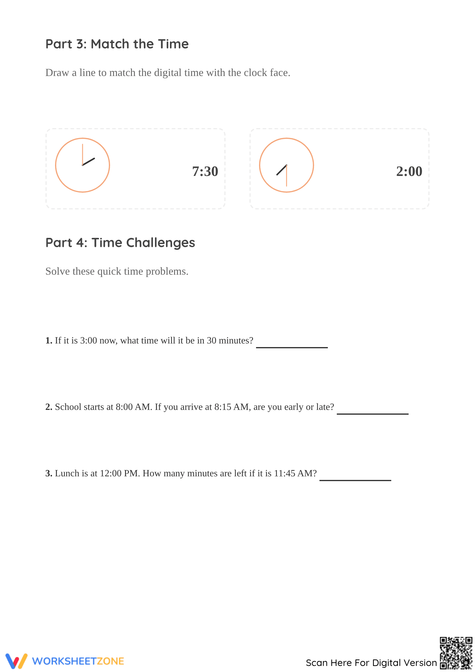 Essential 2nd Grade Telling Time to 5 Minutes Worksheet - Page 2