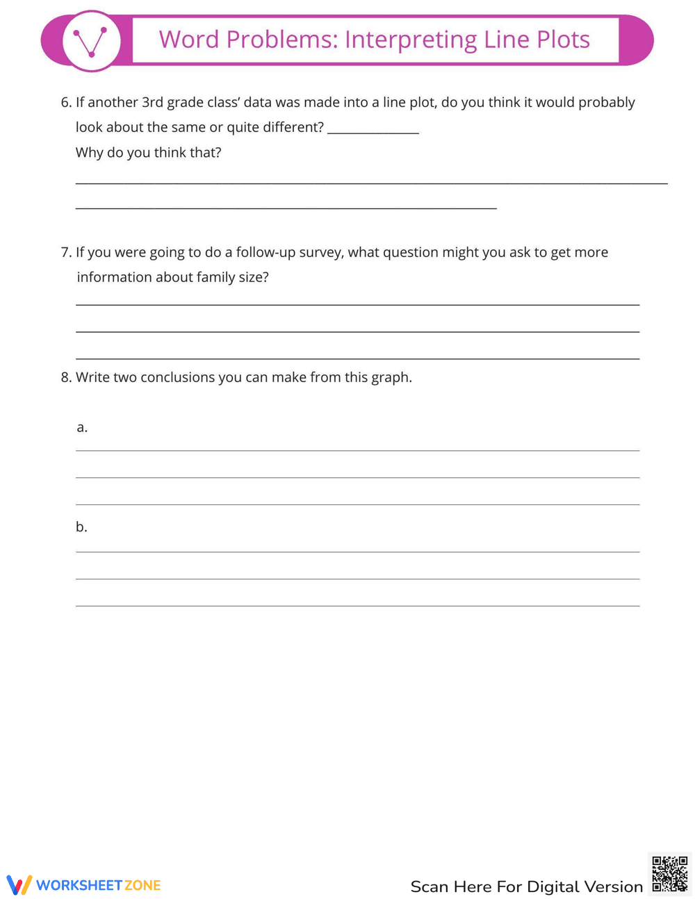 Interpreting Line Plots: Word Problems - Page 2