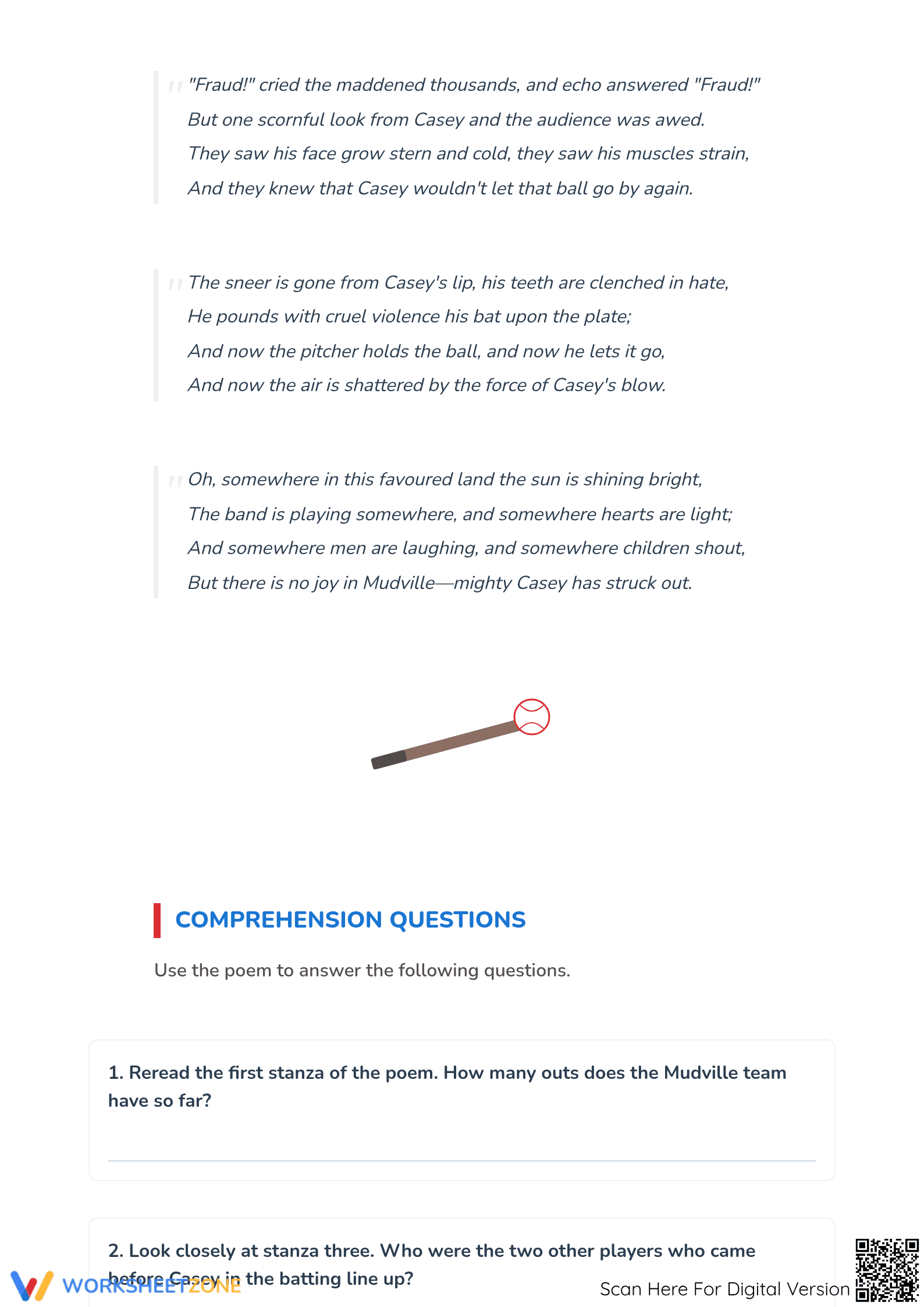 "Casey at the Bat" Narrative Poem | Essential Grade 4 - Page 3