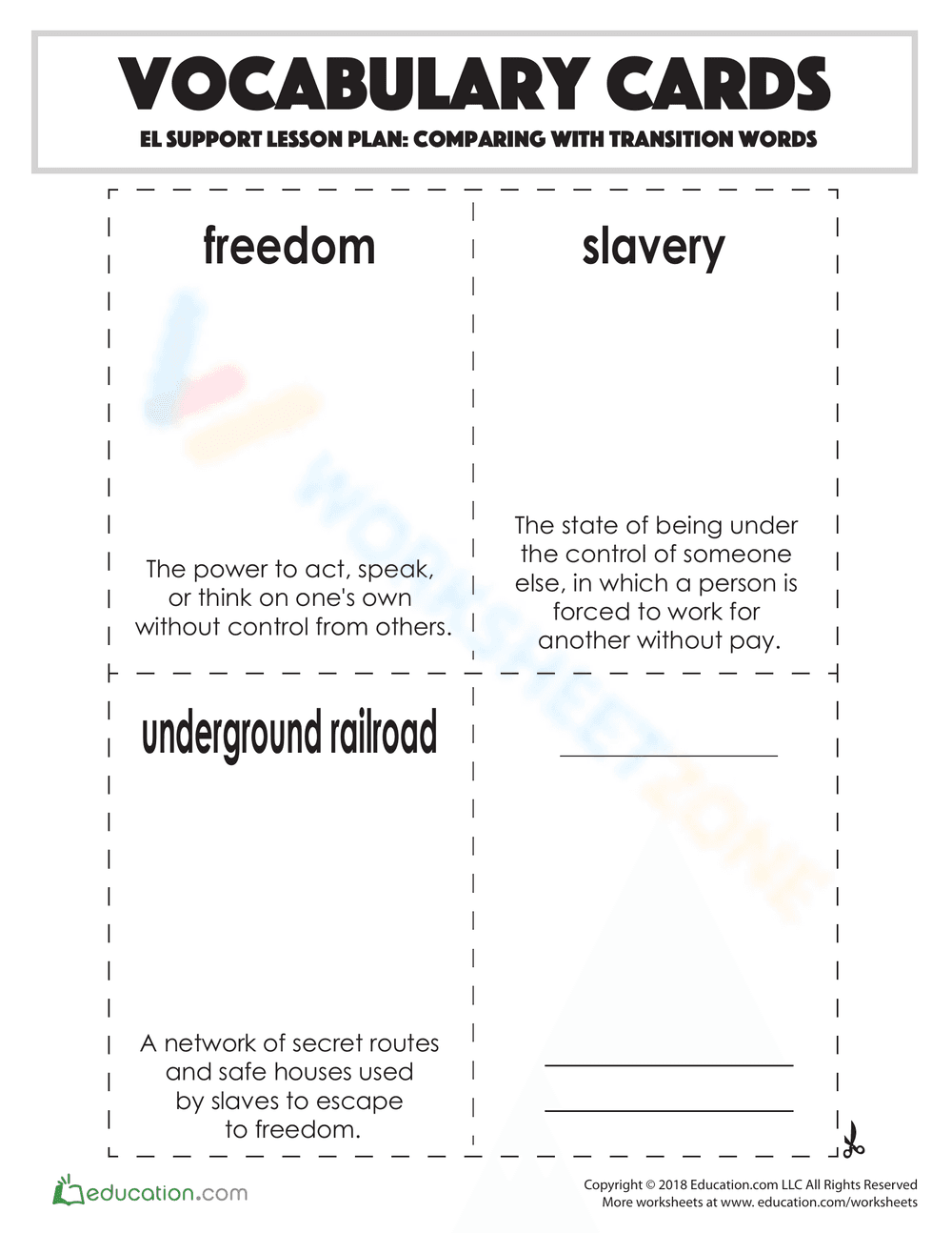 Vocabulary Cards: Comparing with Transition Words - Page 2