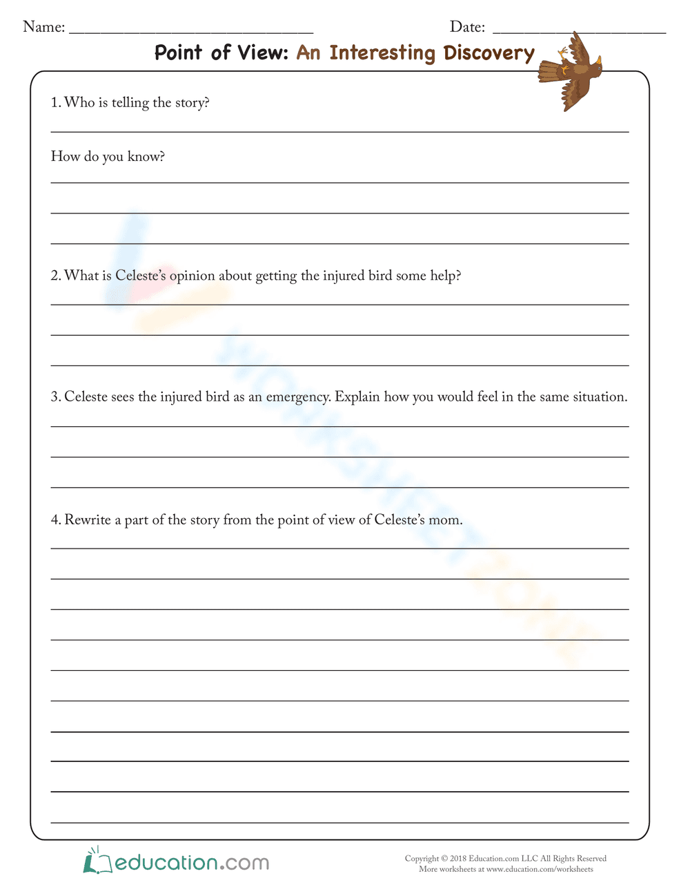 Point of View: An Interesting Discovery Worksheet - Page 2