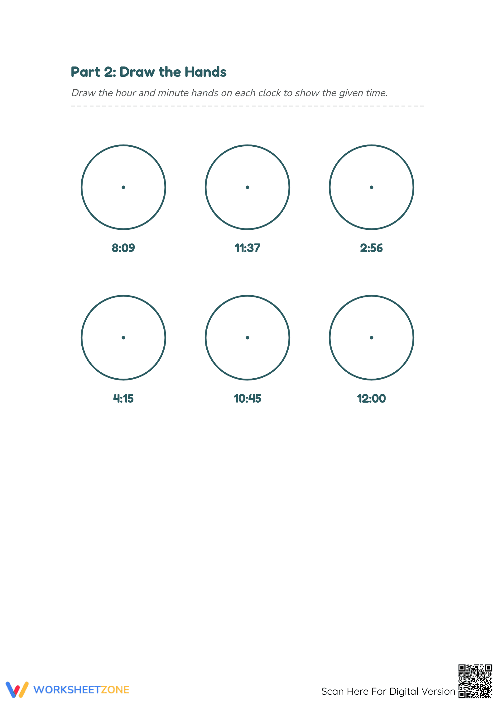 Essential Telling Time Practice: Grade 2 Clock Worksheet - Page 2