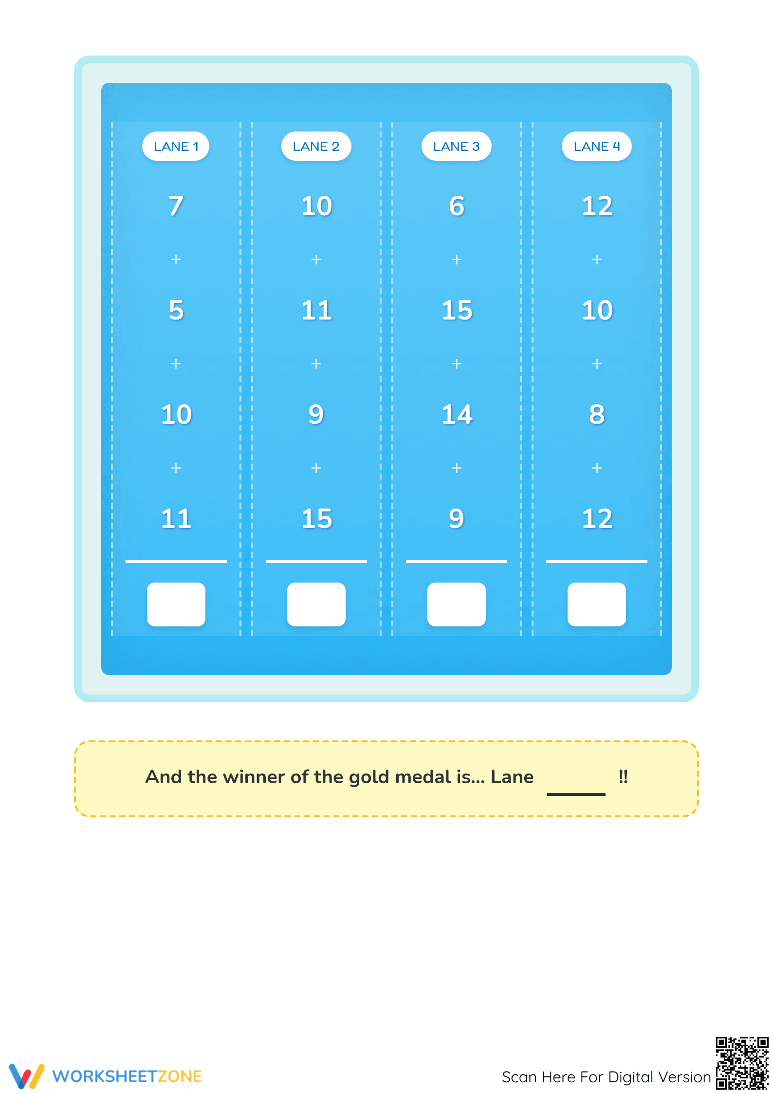 Printable Olympic Addition Worksheet | Grade 1 Math - Page 2
