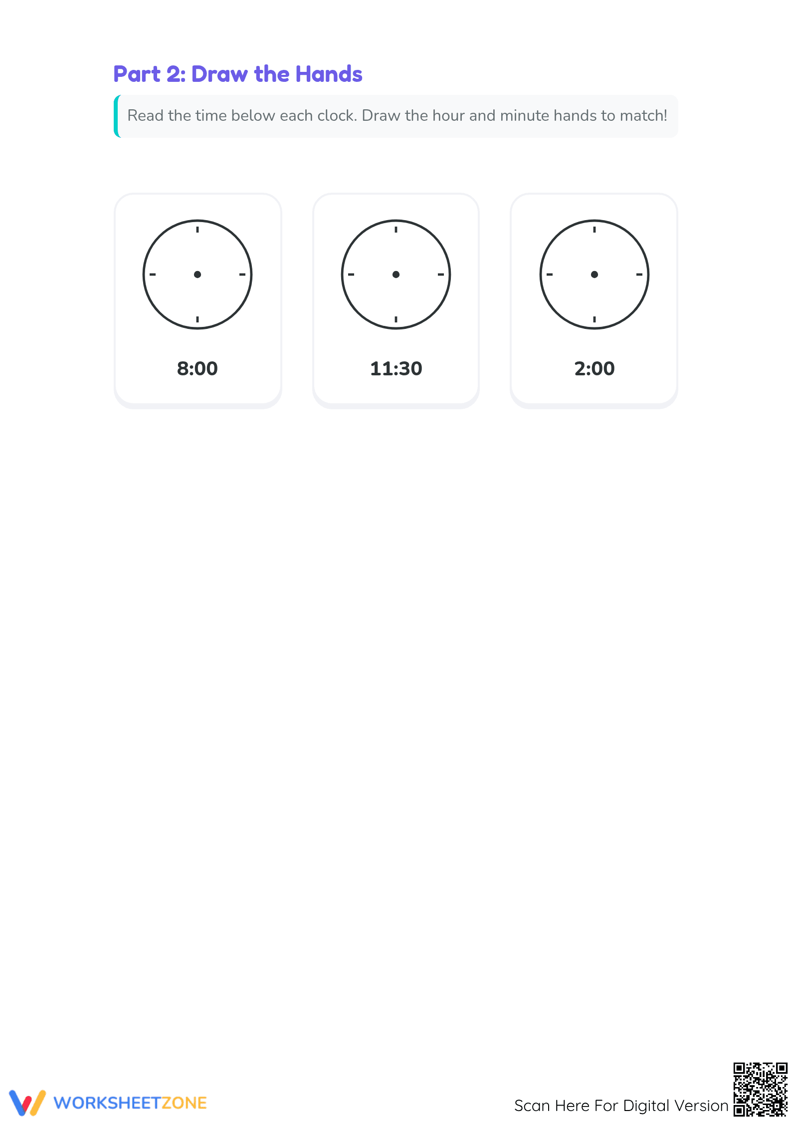 2.MD.C.7 Worksheet: Telling Time — Grade 2 Aligned - Page 2