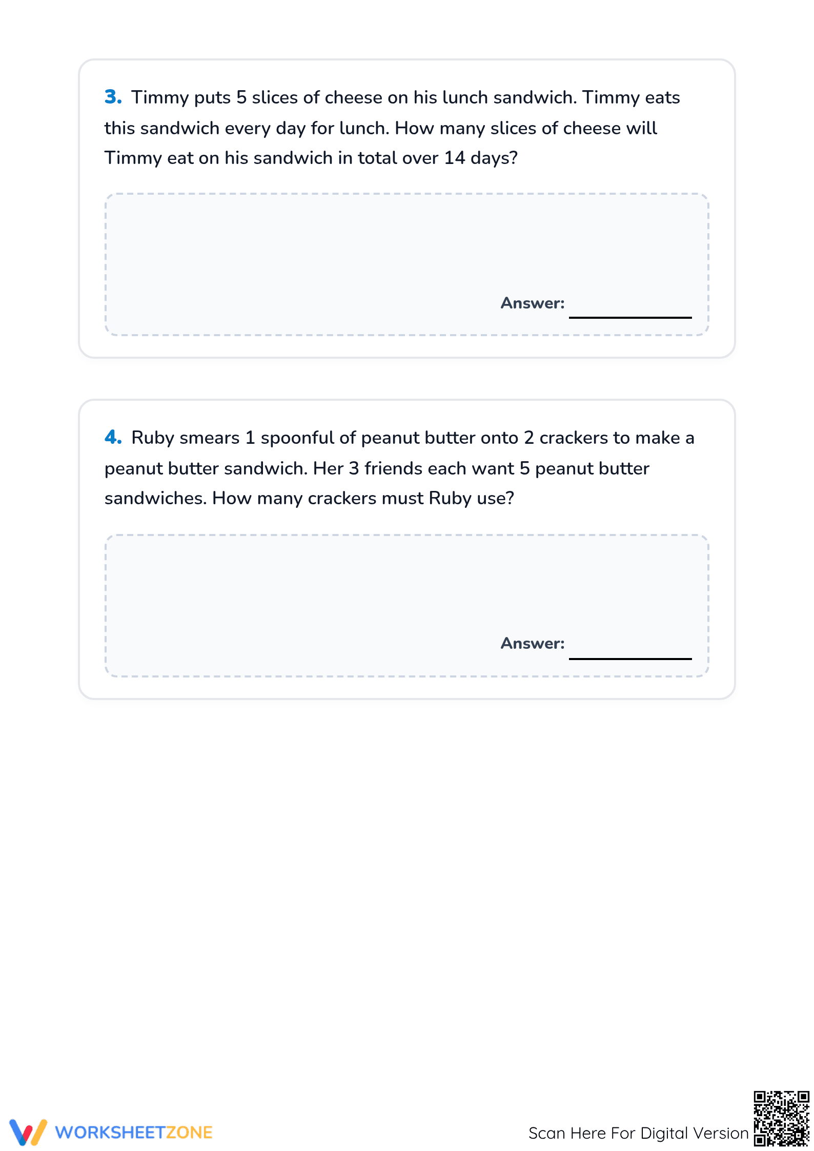 Snack Time Multiplication: Printable Grade 3 Math Worksheet - Page 2