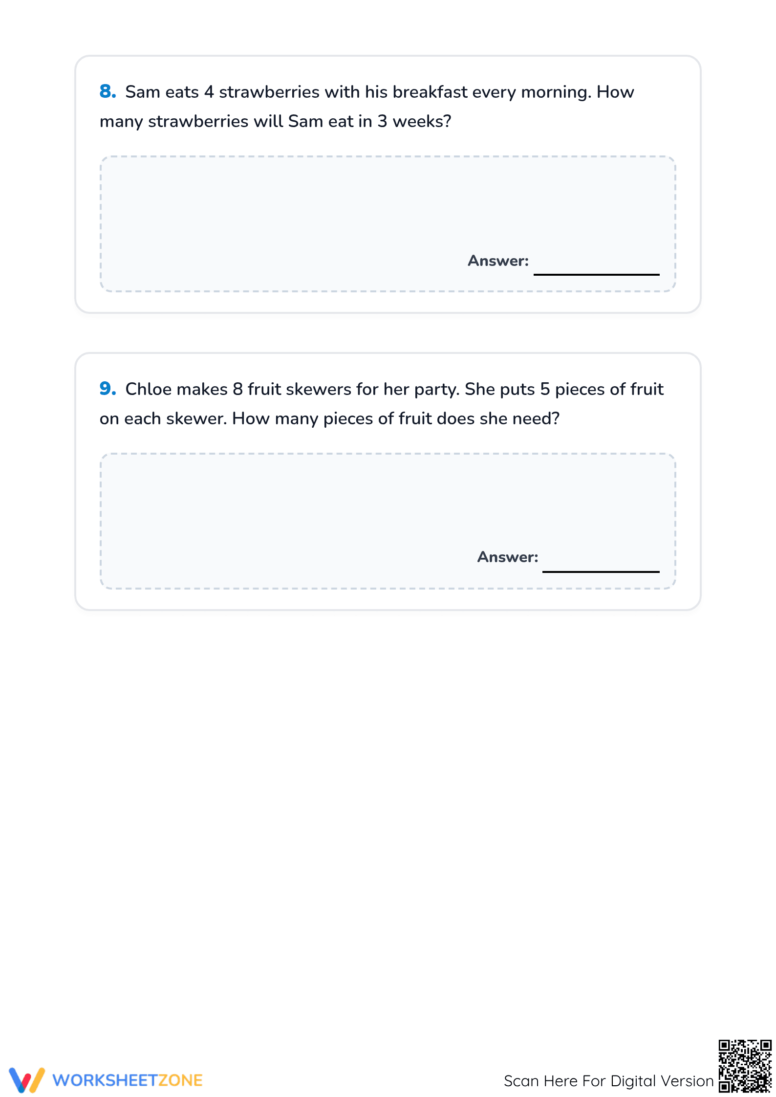 Snack Time Multiplication: Printable Grade 3 Math Worksheet - Page 4