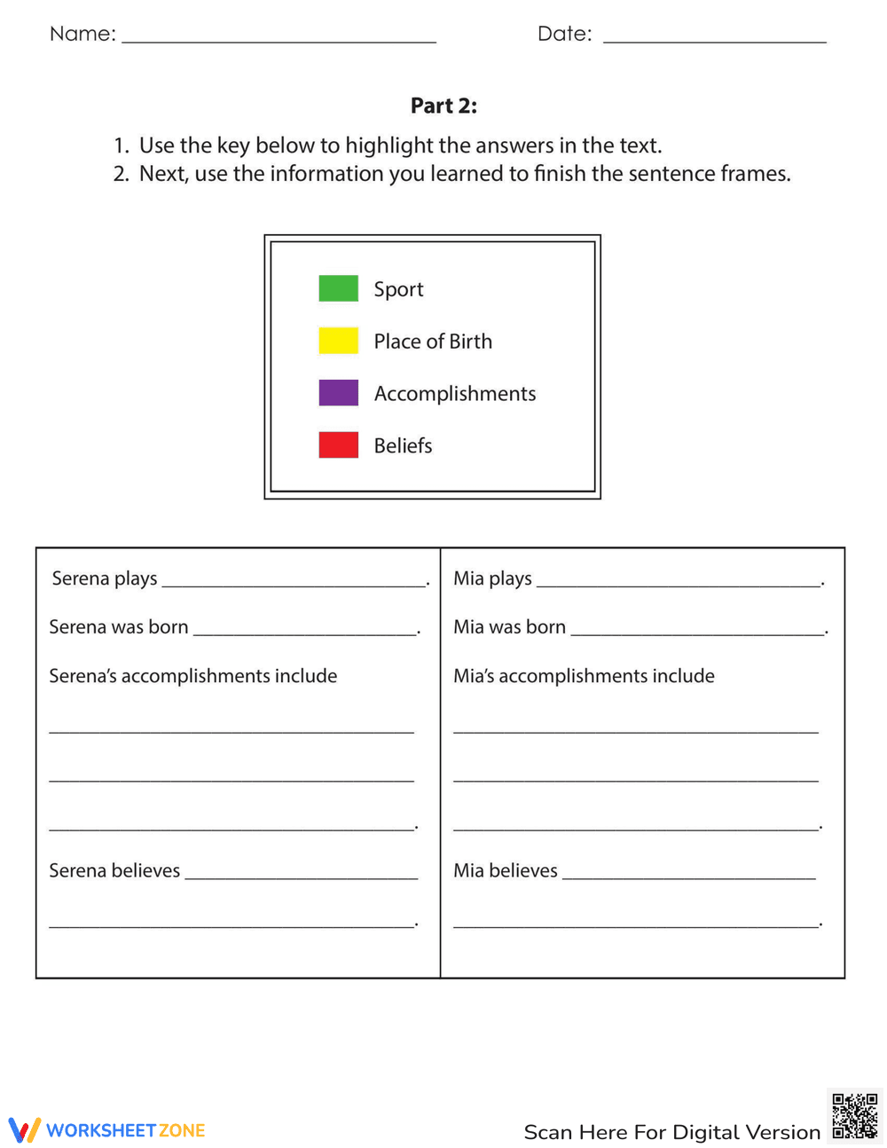 Compare and Contrast Athletes - Page 2