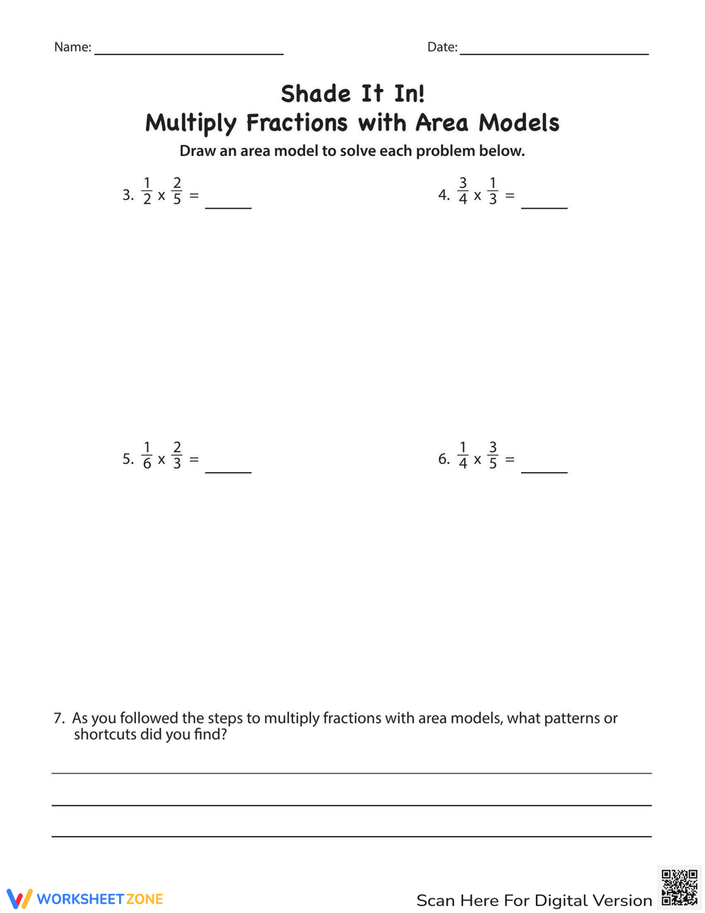 Multiply Fractions with Area Models: Math Worksheet - Page 2