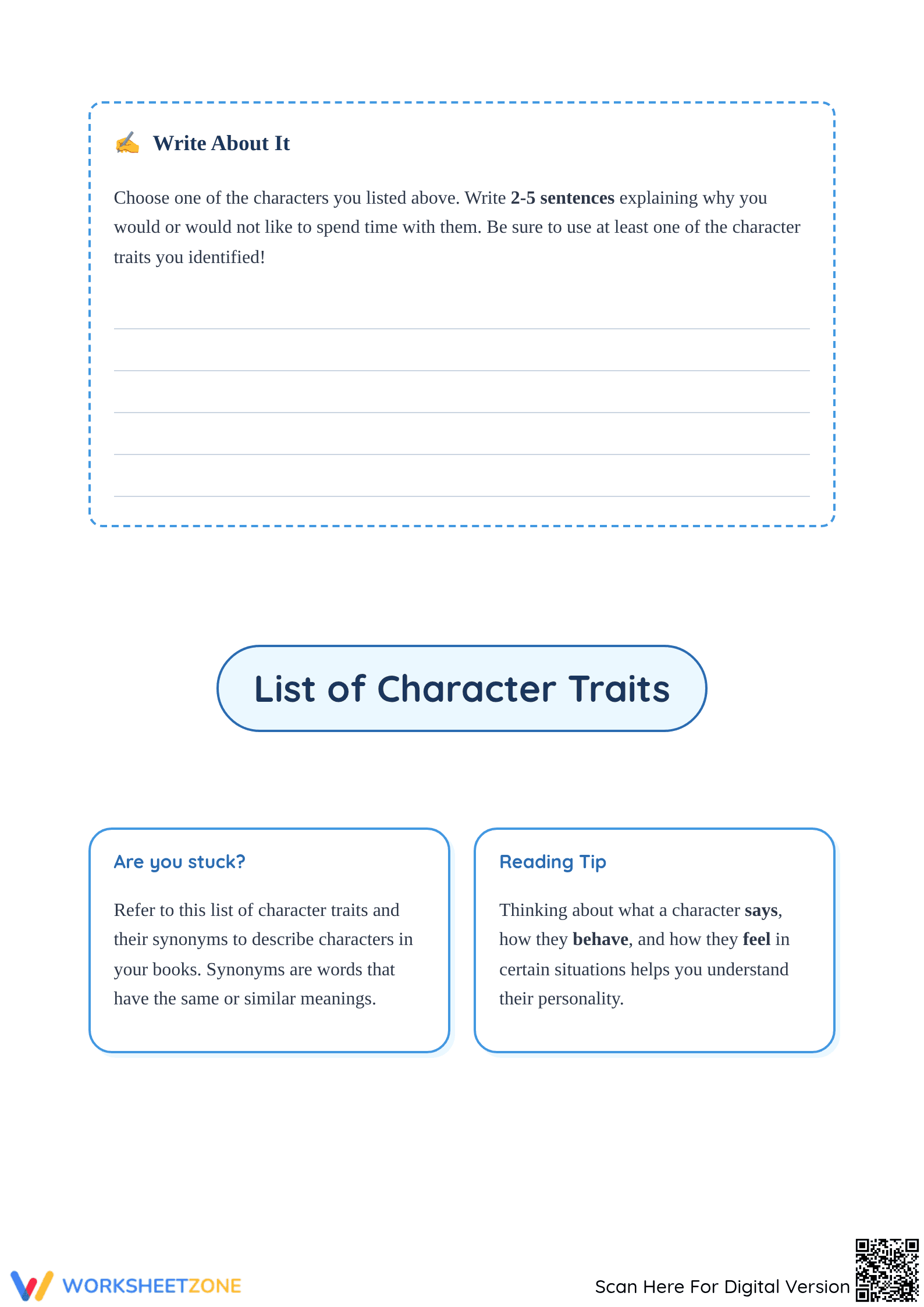 Essential Character Traits Inference Worksheet | Grade 4 - Page 3