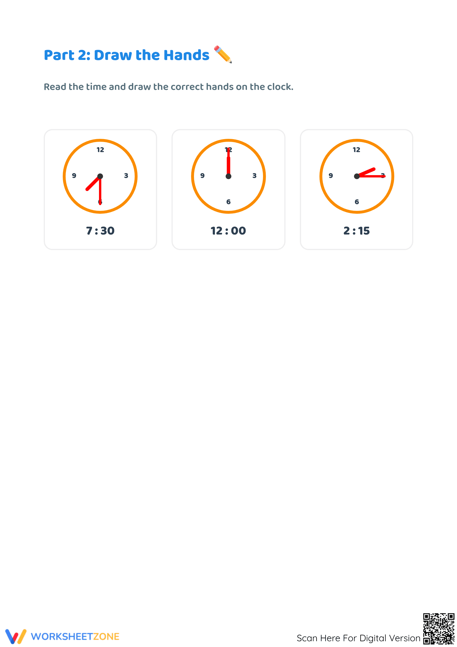 Printable Telling Time to 5 Minutes Worksheet | Grade 2 - Page 2