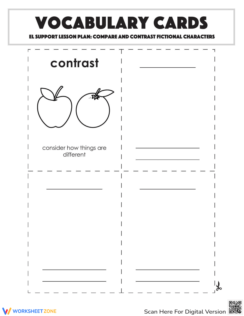 Vocabulary Cards: Compare Fictional Characters - Page 2