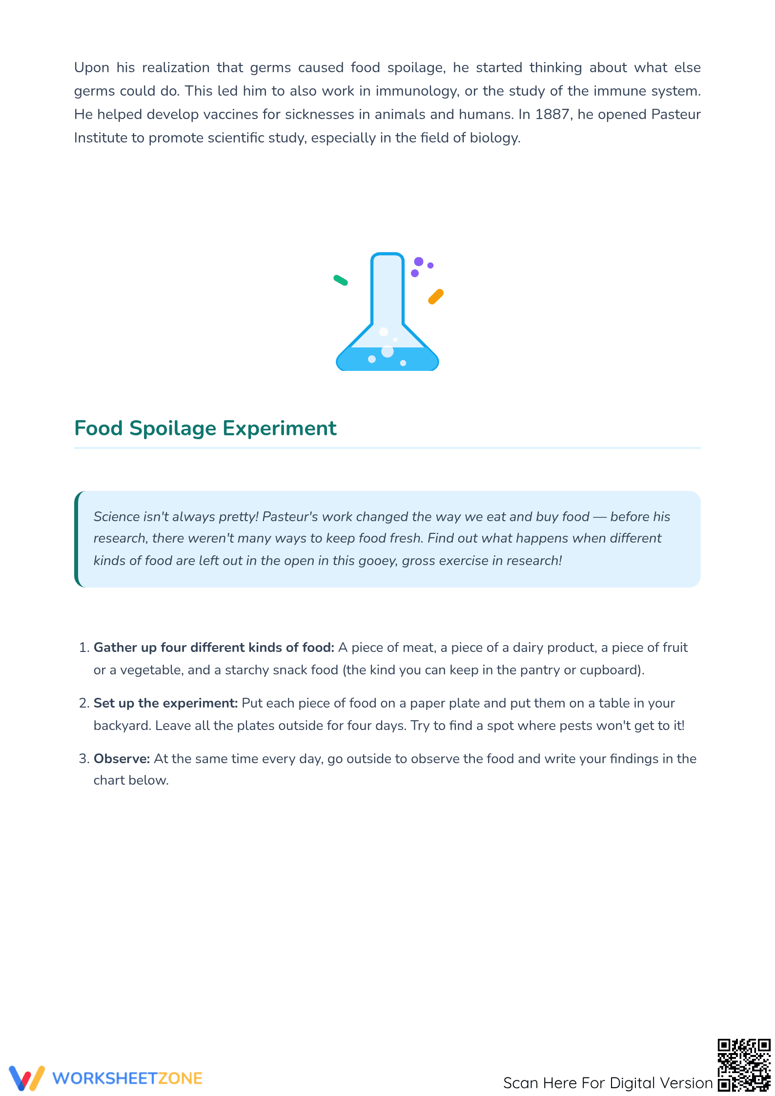 Louis Pasteur Reading & Experiment | Grade 5 Printable - Page 2