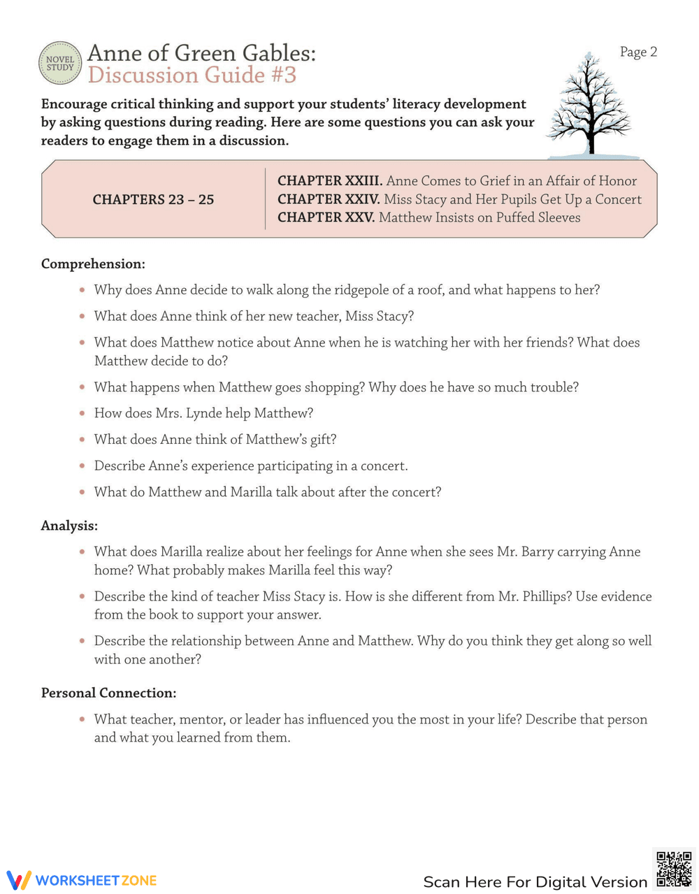 Anne of Green Gables Novel Study Discussion Guide - Page 2