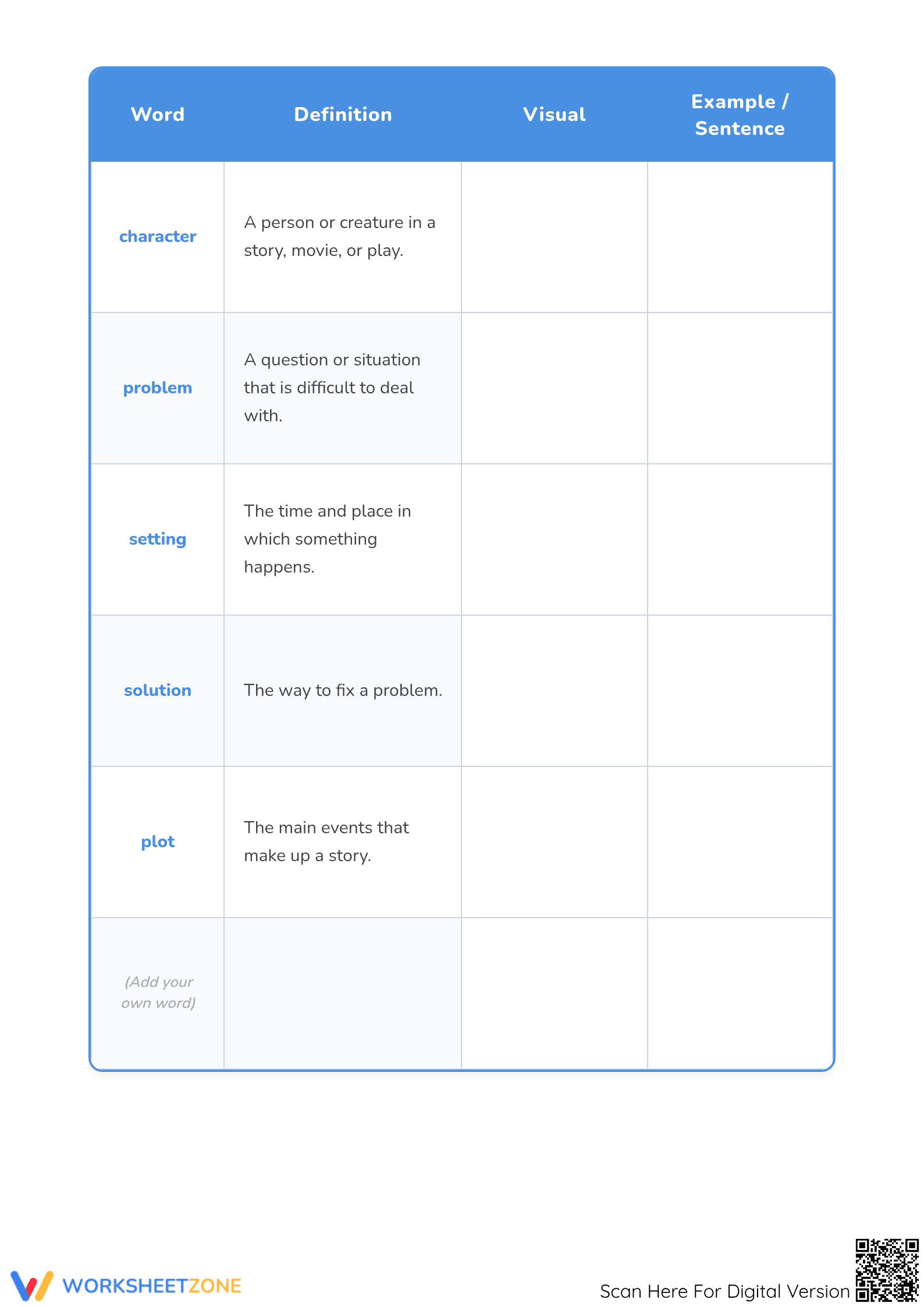 Story Elements Glossary Worksheet | Grade 3 Essential - Page 2