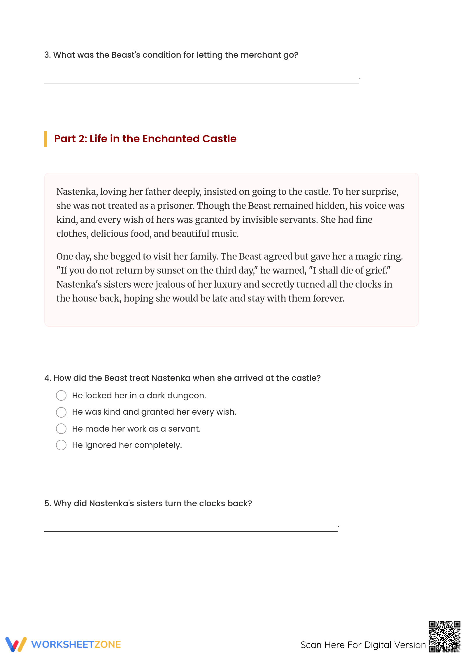 Essential RL.4.9 Worksheet: The Scarlet Flower — Grade 4-6 - Page 2