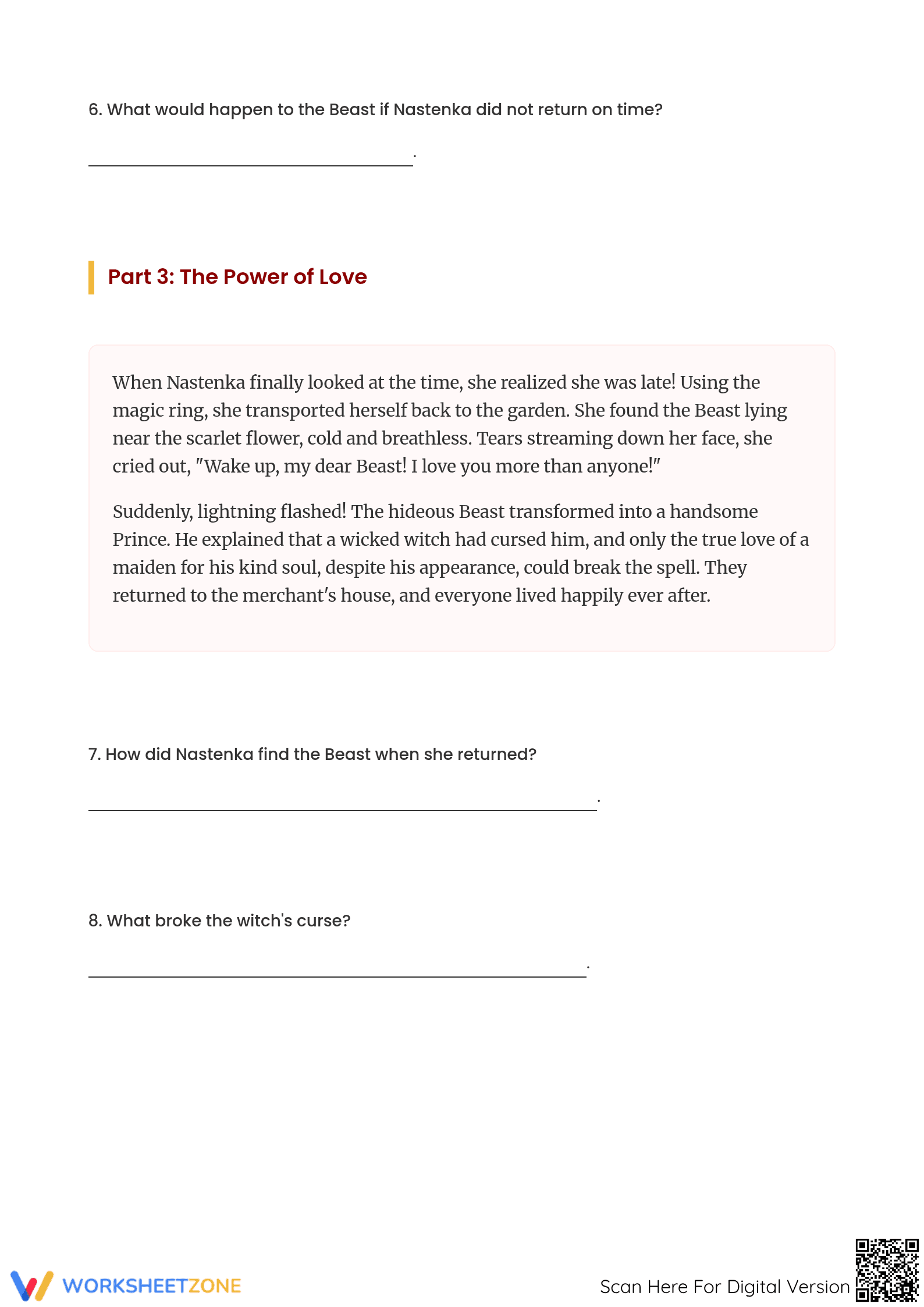 Essential RL.4.9 Worksheet: The Scarlet Flower — Grade 4-6 - Page 3