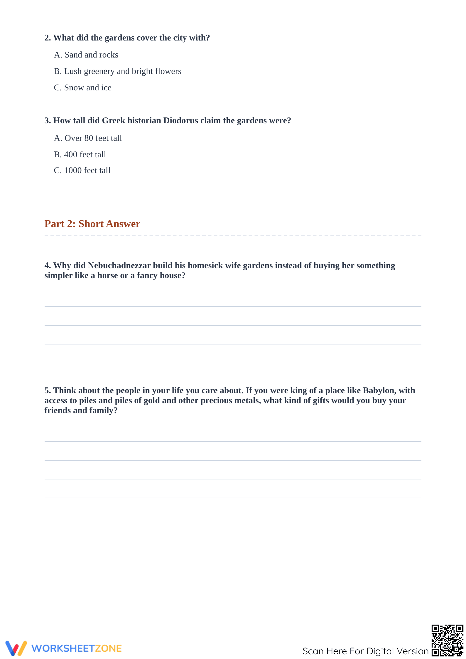 Grade 4 Hanging Gardens — Printable No-Prep Worksheet - Page 2