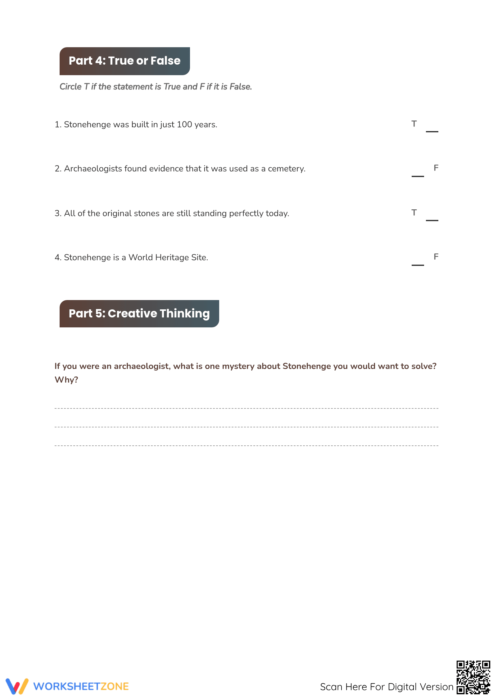 Stonehenge Reading Worksheet | Grade 4 Printable ELA - Page 4