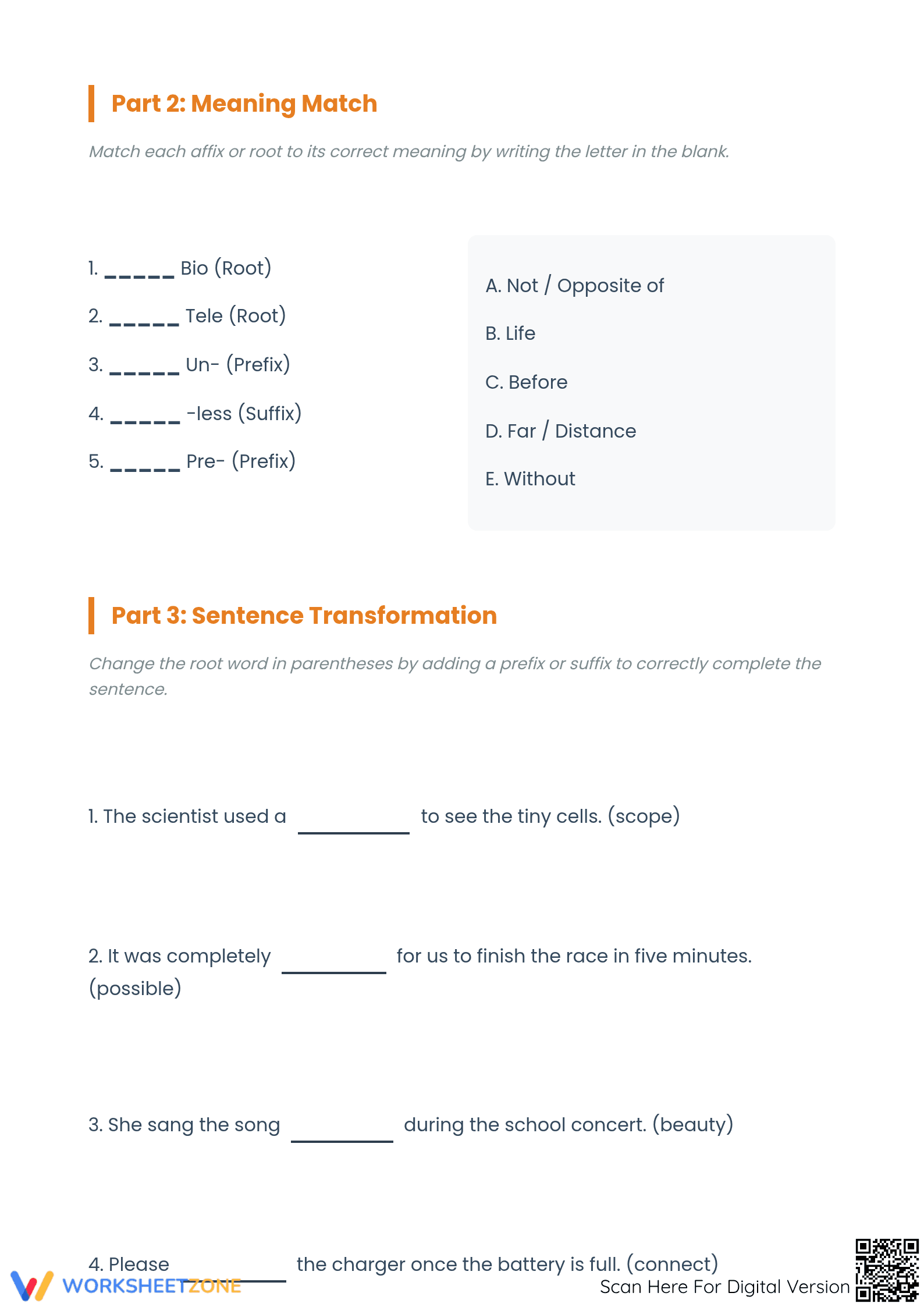 Printable Root Word & Affix Review | Grade 5-6 ELA - Page 2