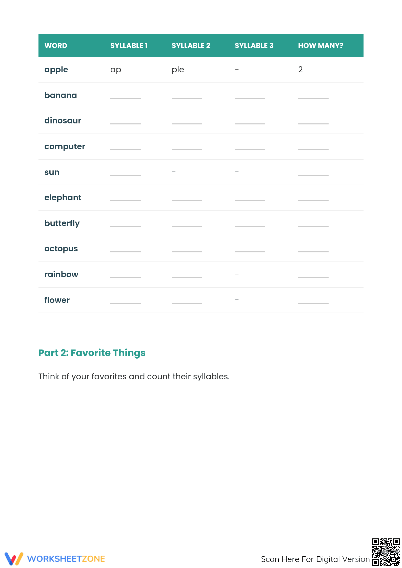 Counting Syllables Worksheet: Essential Grade 1-2 Printable - Page 2
