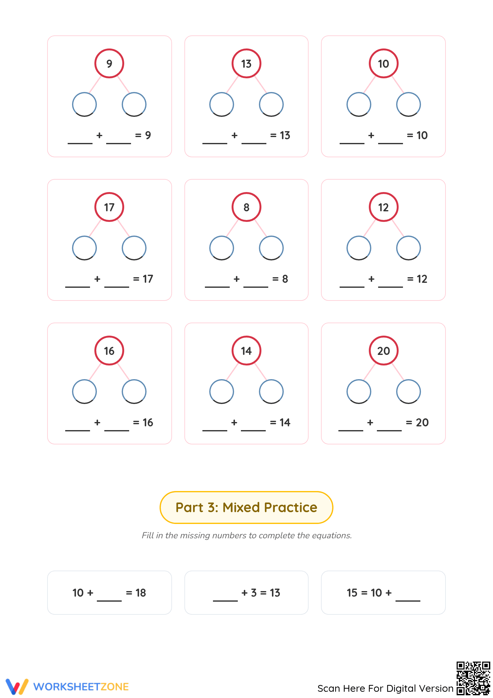 Grade 1-2 Compose and Decompose — Printable No-Prep Sheet - Page 3