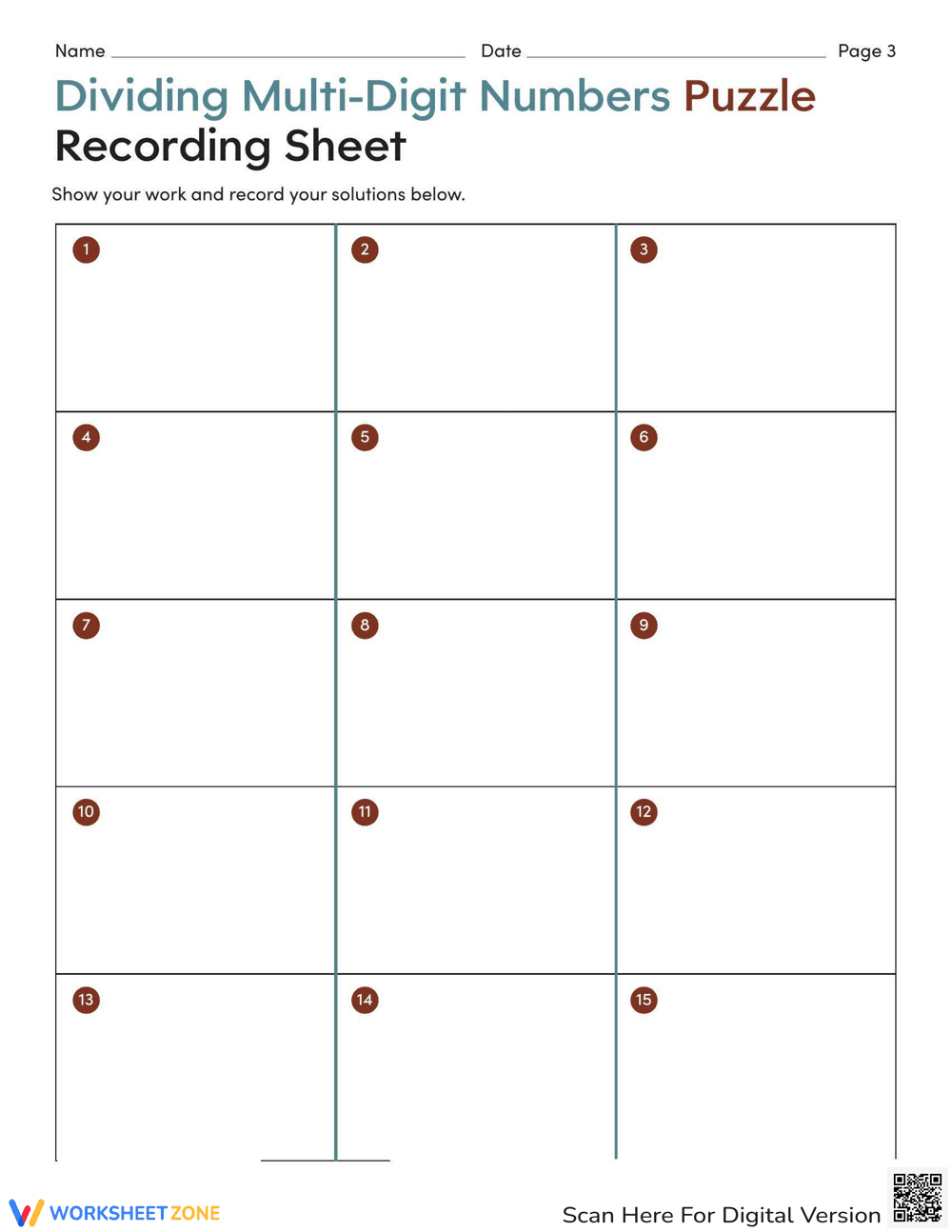 Multi-Digit Division Puzzle Worksheet - Page 3