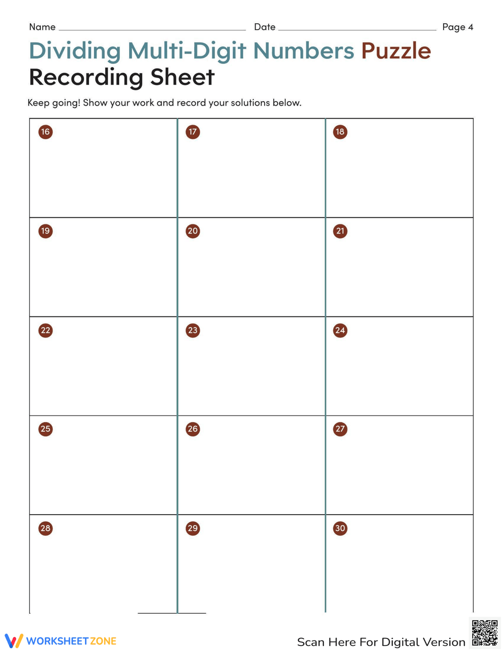 Multi-Digit Division Puzzle Worksheet - Page 4