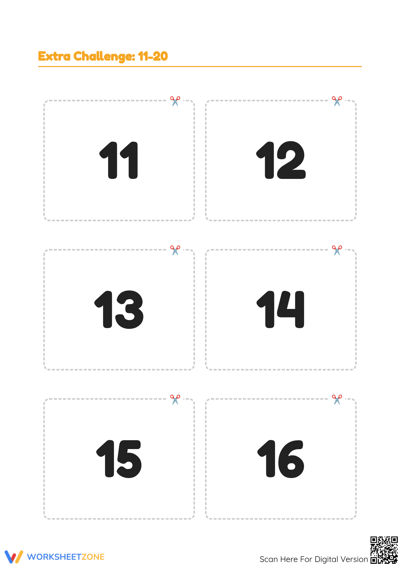 1–20 Number Cards | Grade 1 Printable Math Worksheet - Page 3