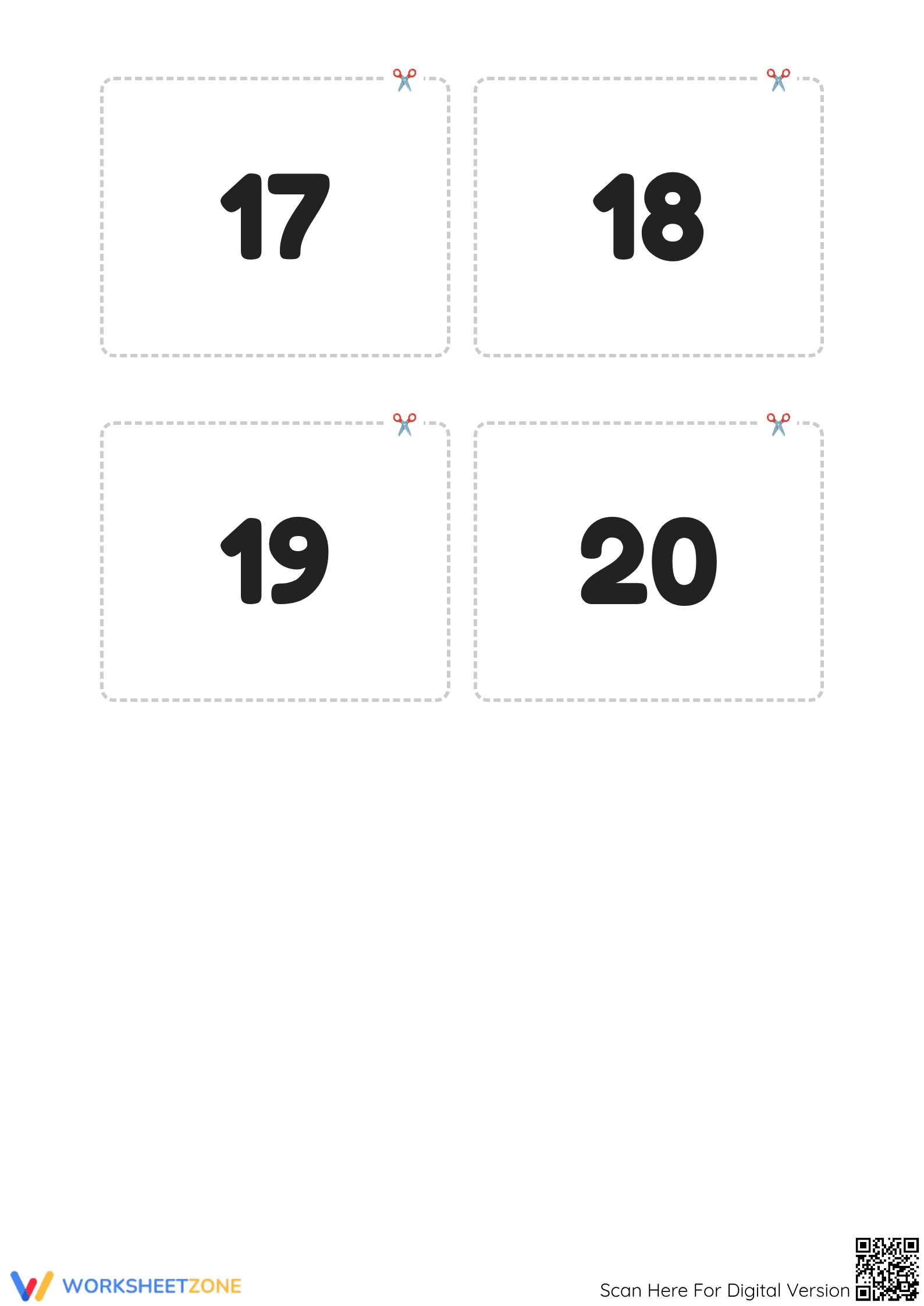 1–20 Number Cards | Grade 1 Printable Math Worksheet - Page 4