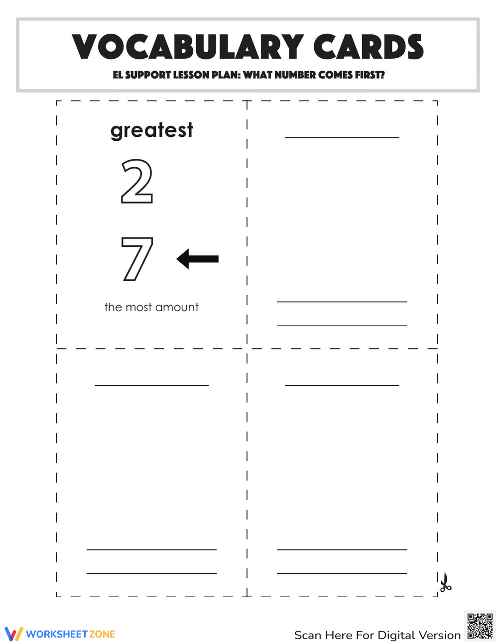 Vocabulary Cards: What Number Comes First? - Page 2