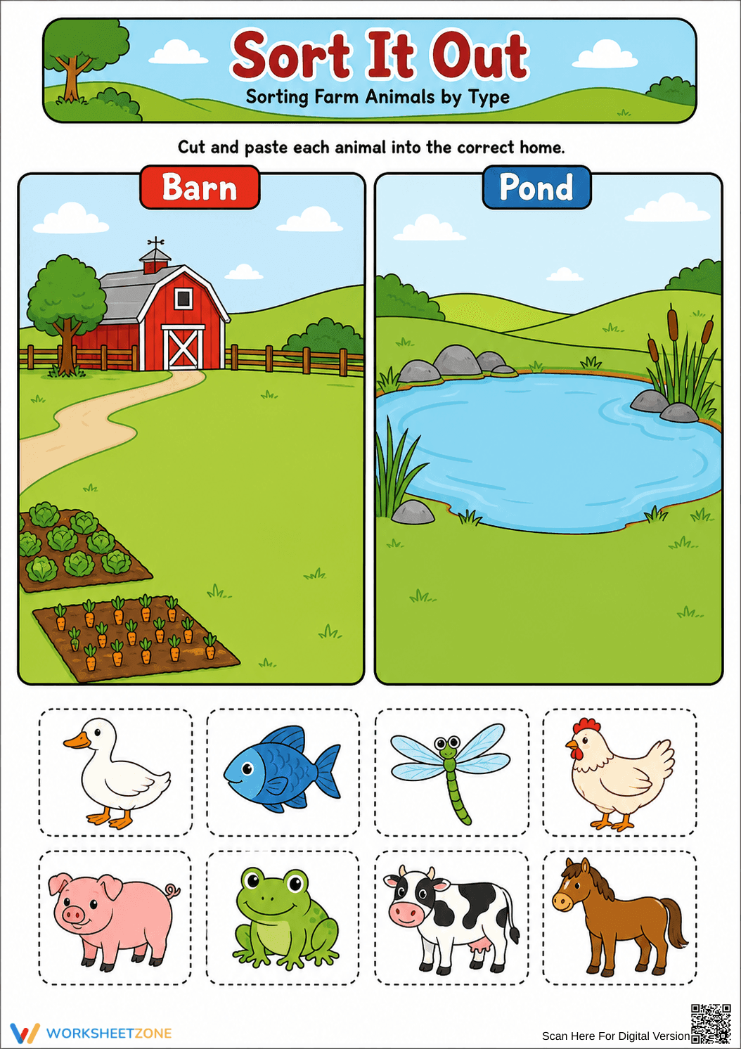 Animal Habitats Sorting — Printable Grade K Worksheet - Page 2