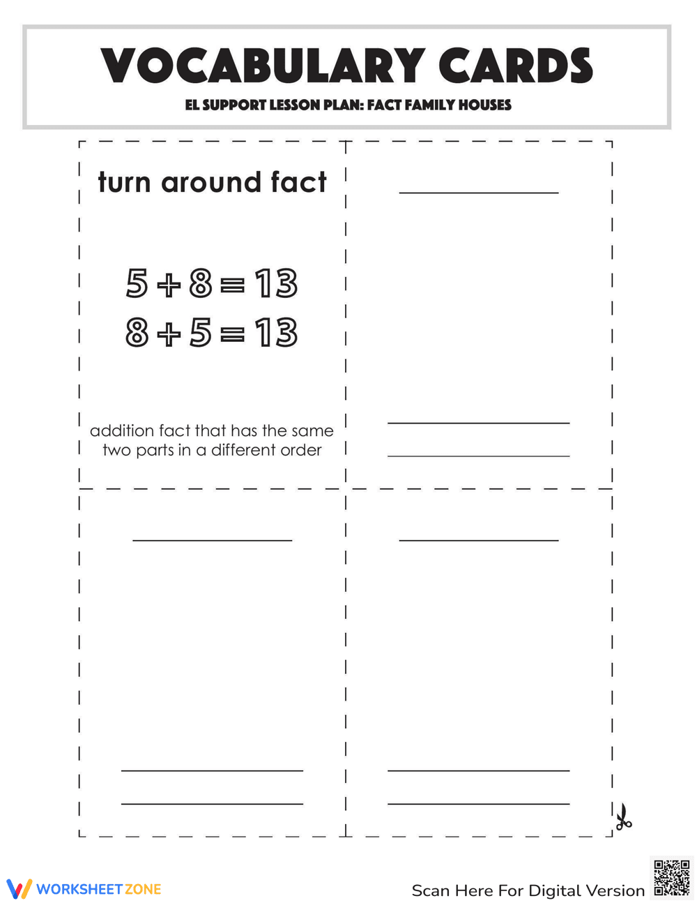 Fact Family Vocabulary Cards - Page 2