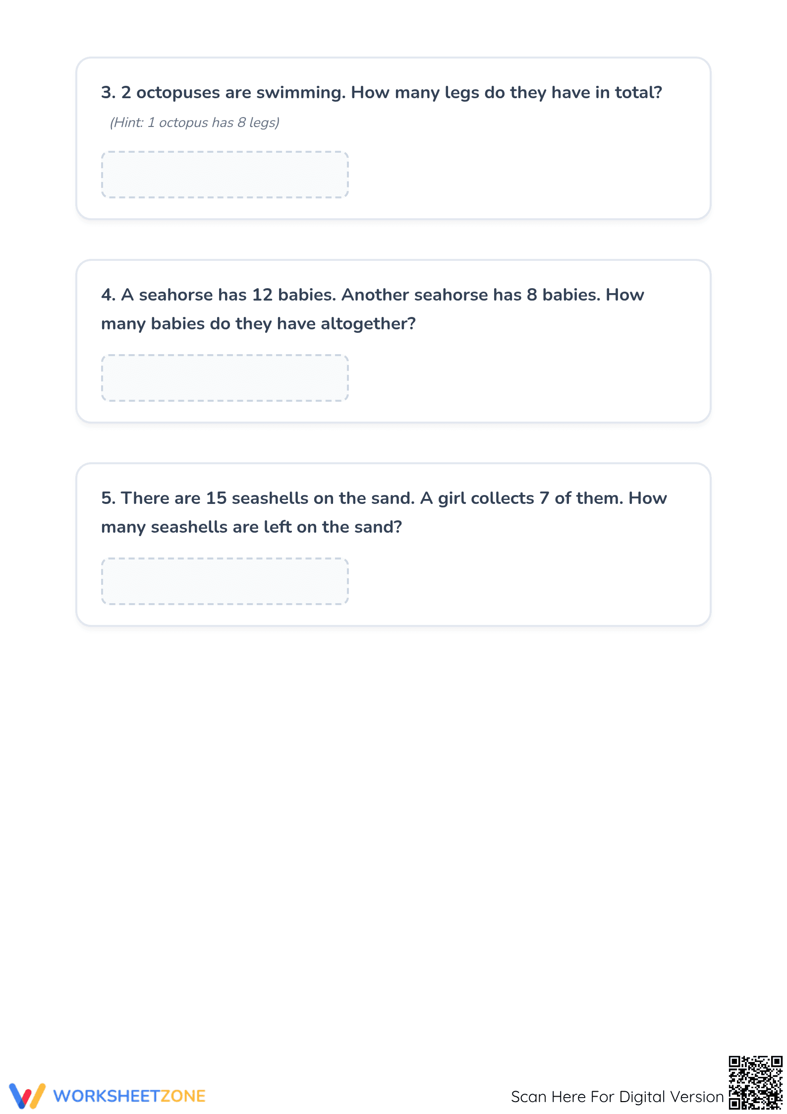 Grade 3 Essential Sea Creature Math Word Problems - Page 2