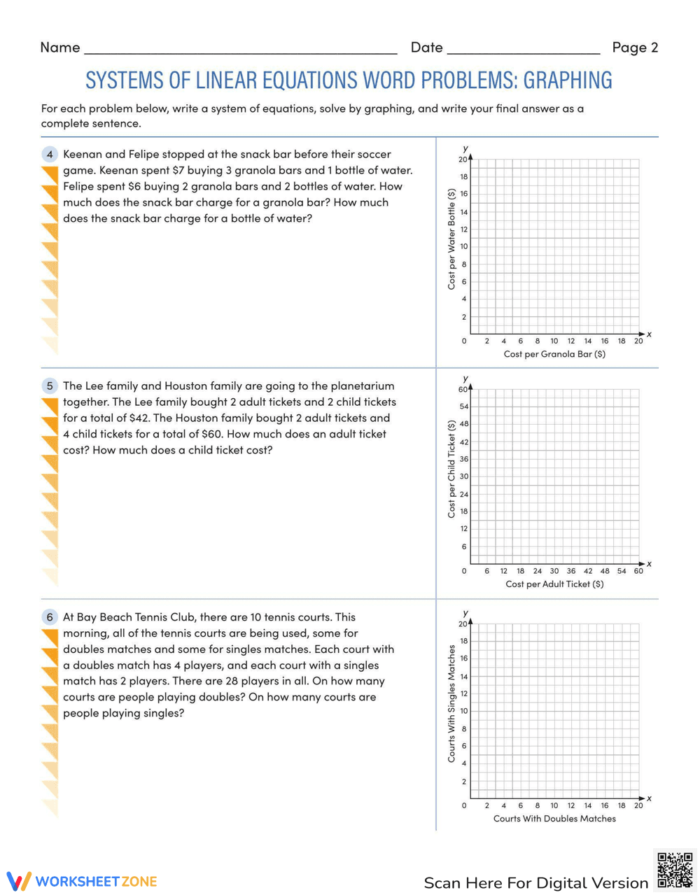 Graphing Systems of Linear Equations Word Problems - Page 2