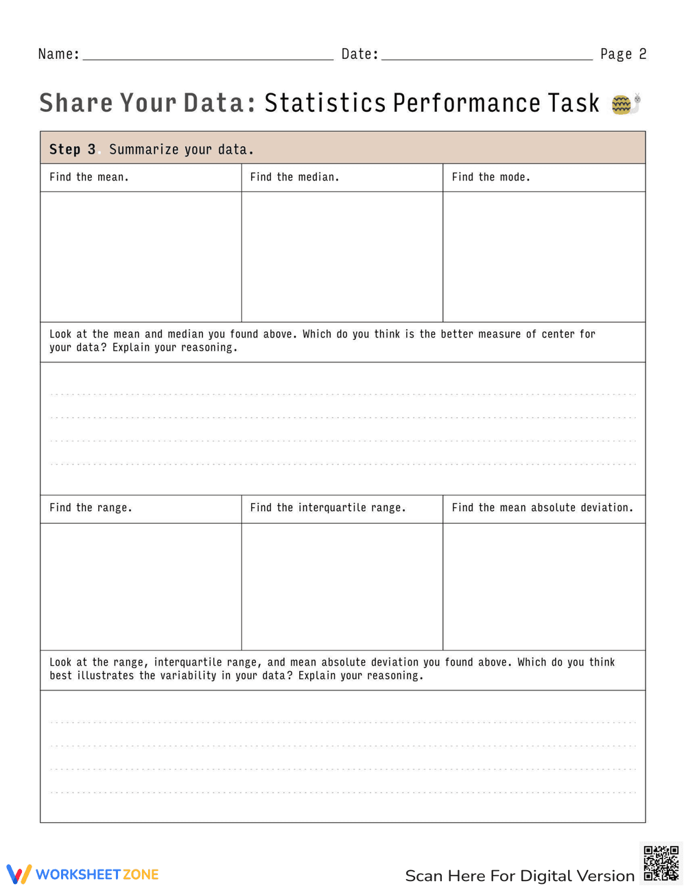 Share Your Data: Statistics Task - Page 2