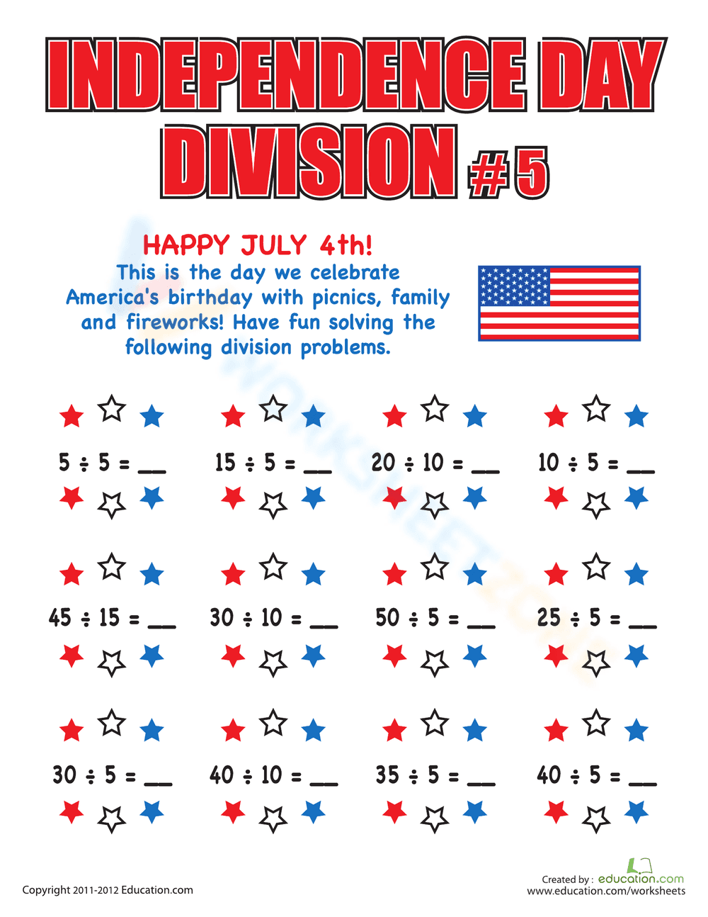 Independence Day Division Practice - Page 2