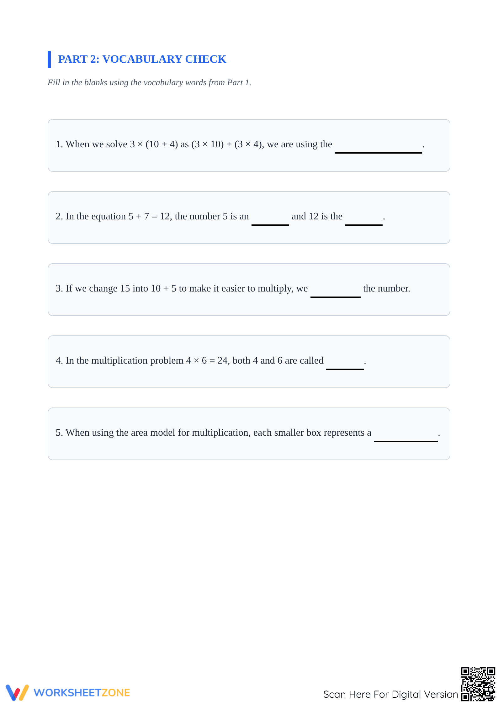 Printable Distributive Property Worksheet | Grade 4 Math - Page 2